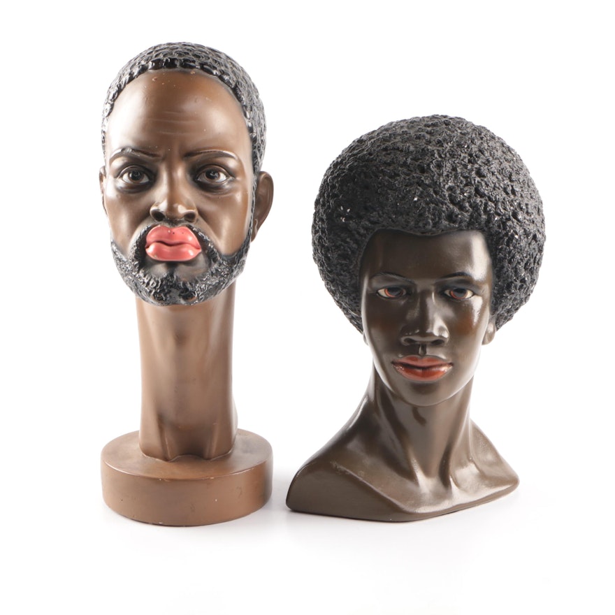 Vintage Chalkware Busts by Lima and Marwal