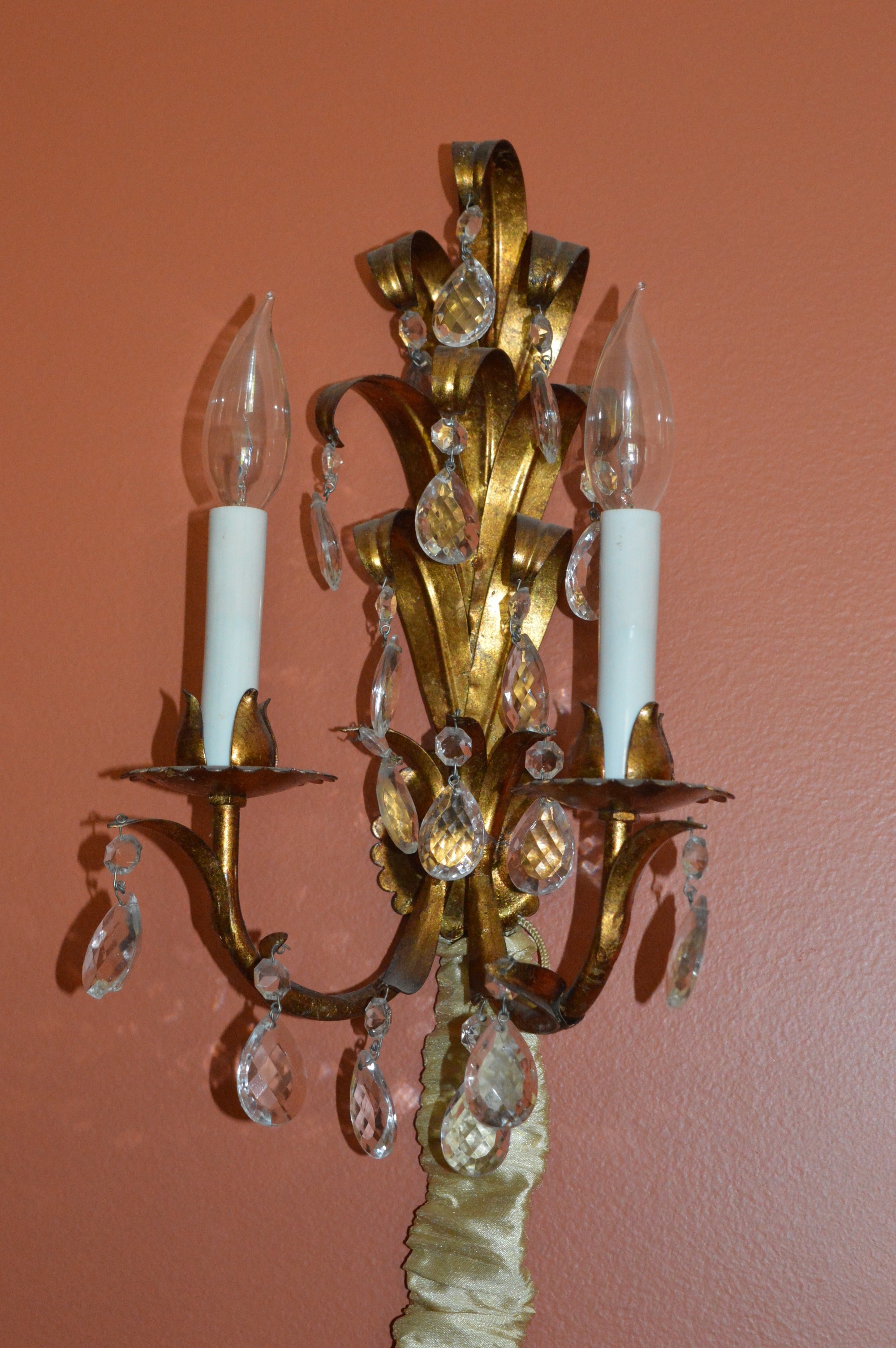 Metal Wall Light with Prism Accents