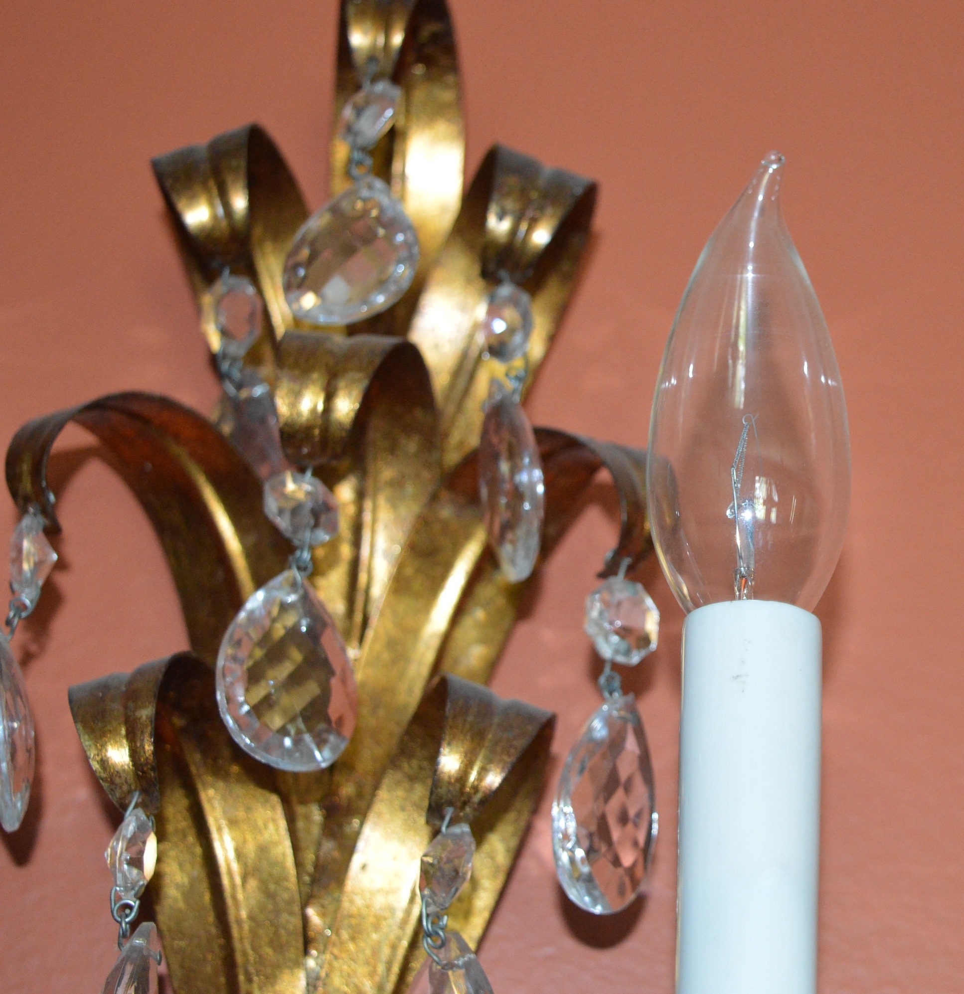 Metal Wall Light with Prism Accents