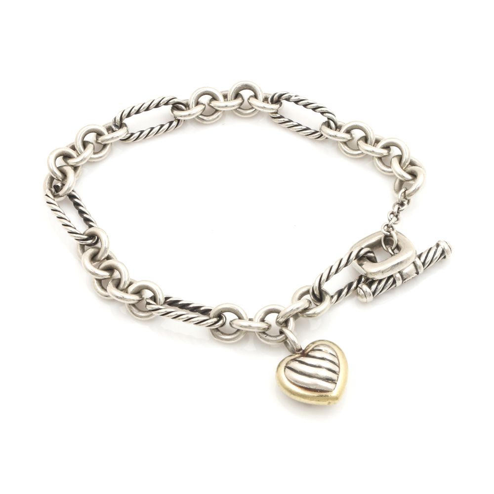 David Yurman Sterling Silver Bracelet with 18K Yellow Gold Accents