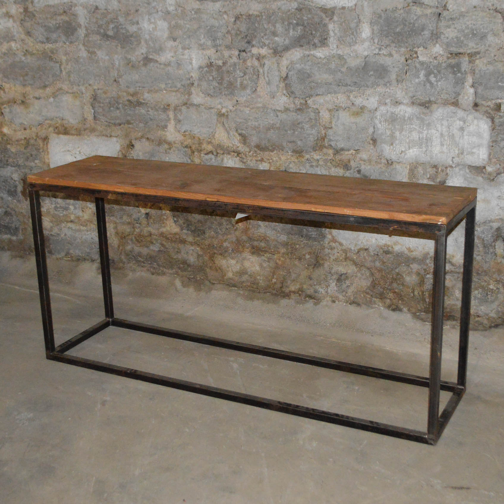 Reclaimed Wood and Metal Console Table