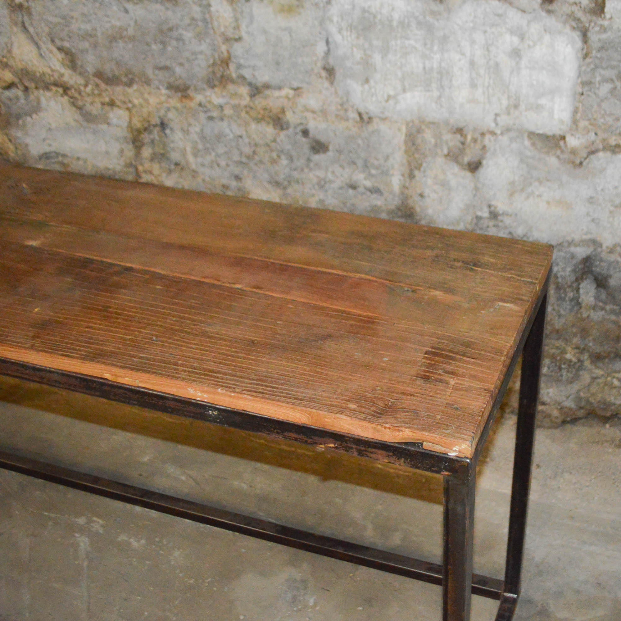 Reclaimed Wood and Metal Console Table