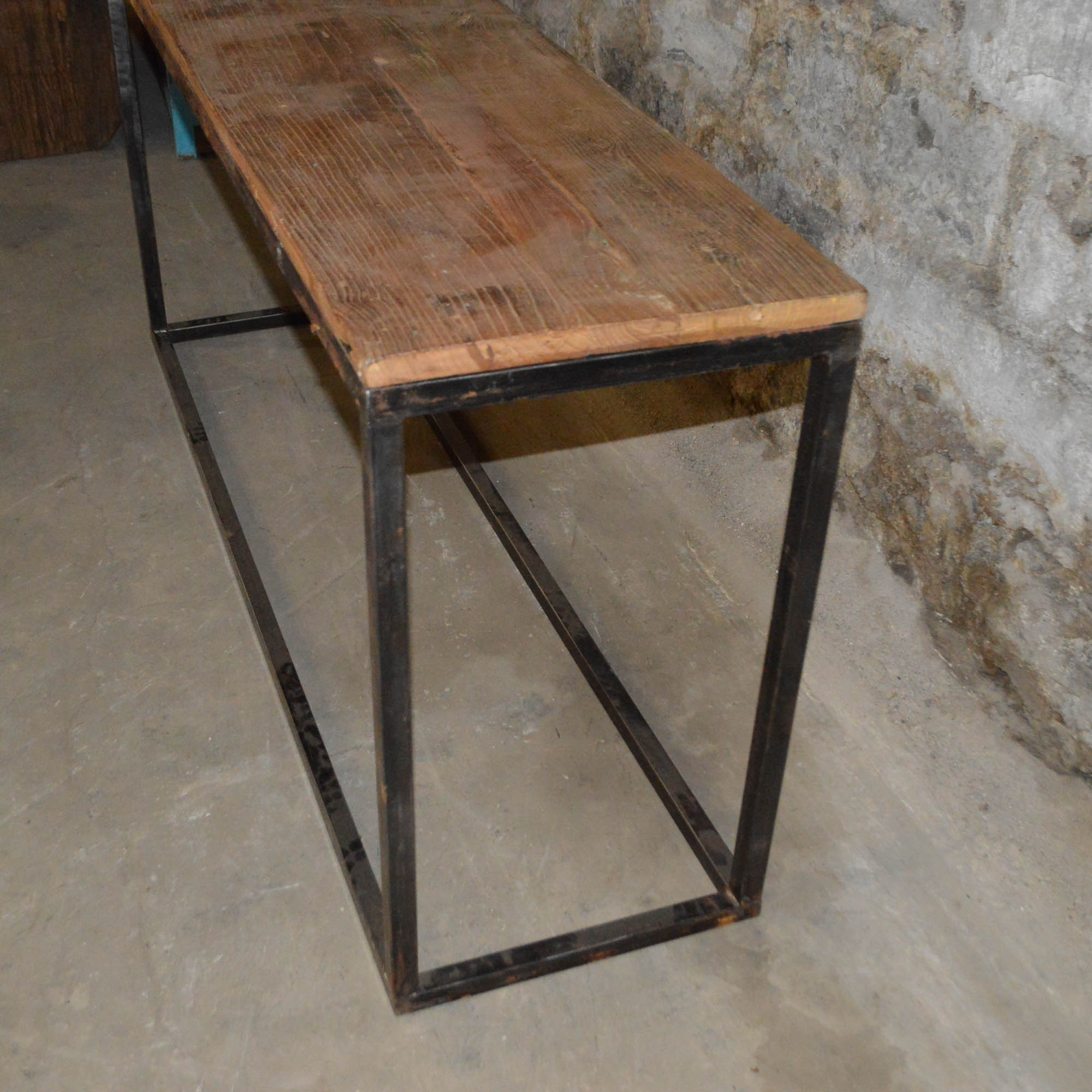 Reclaimed Wood and Metal Console Table