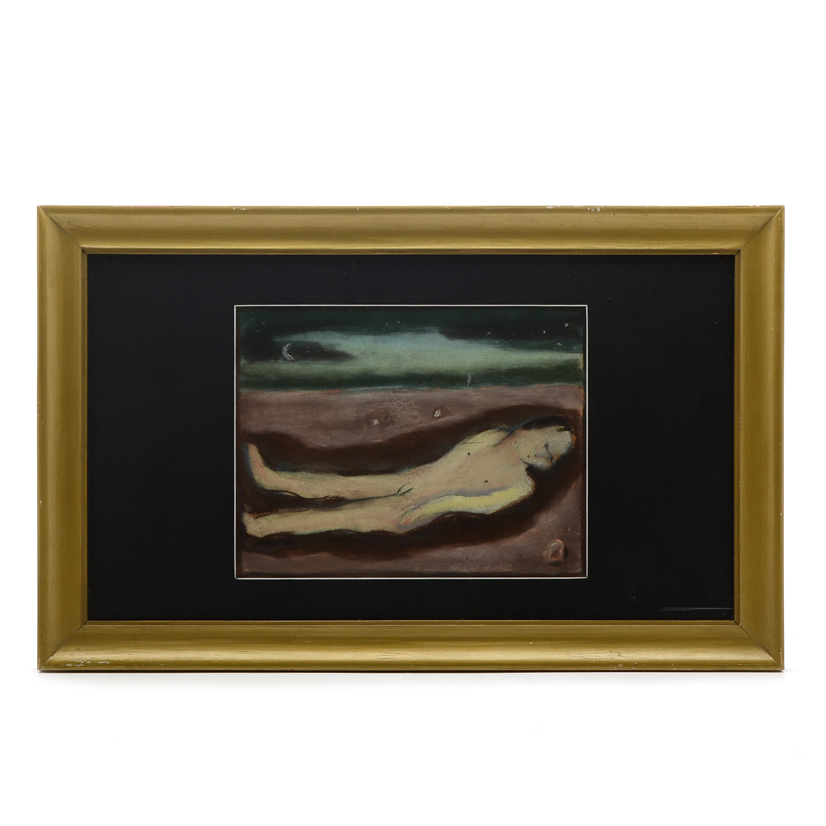 Original Gouache Painting on Paper "Man Sleeping" Attributed to Zaini