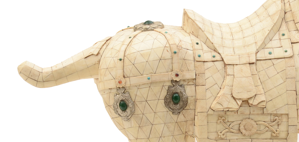 Large Chinese Tessellated Bone Horse Sculpture
