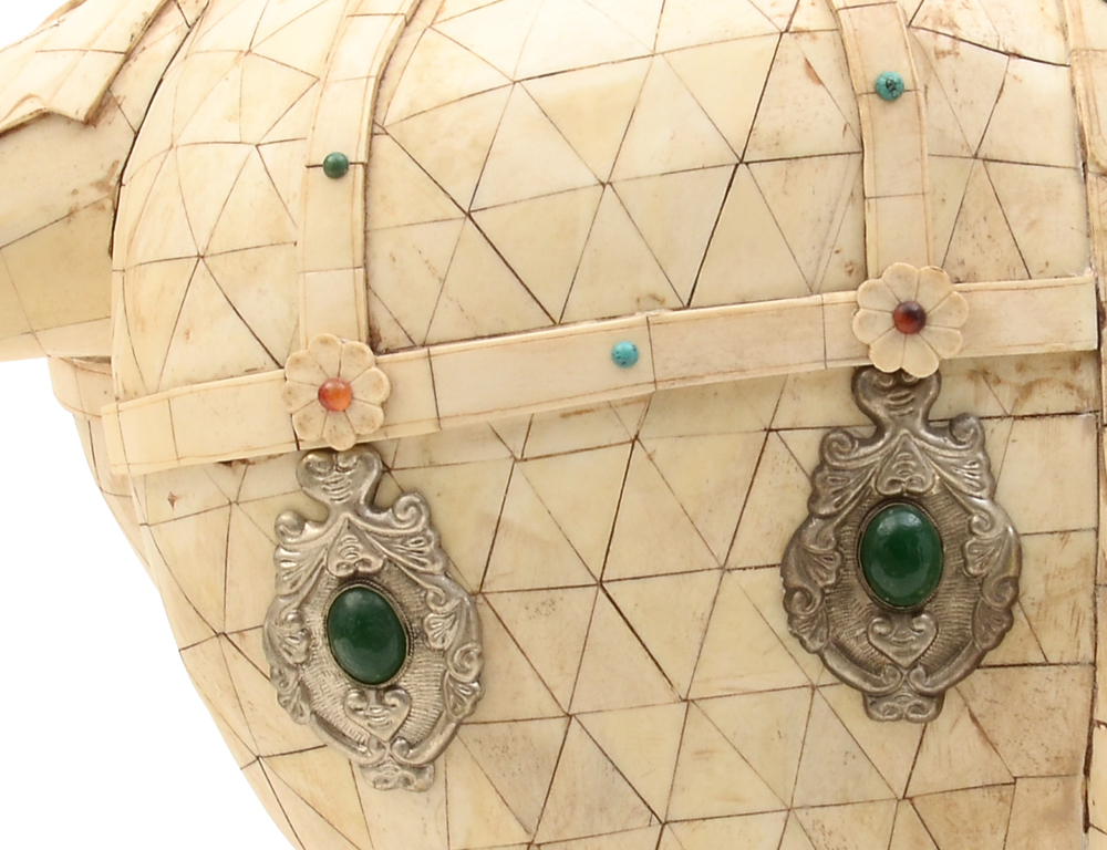 Large Chinese Tessellated Bone Horse Sculpture