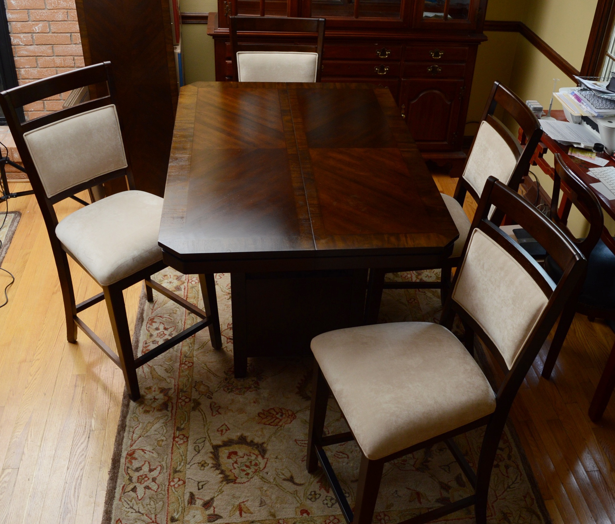 Tall Entertainment Table and Four Stools