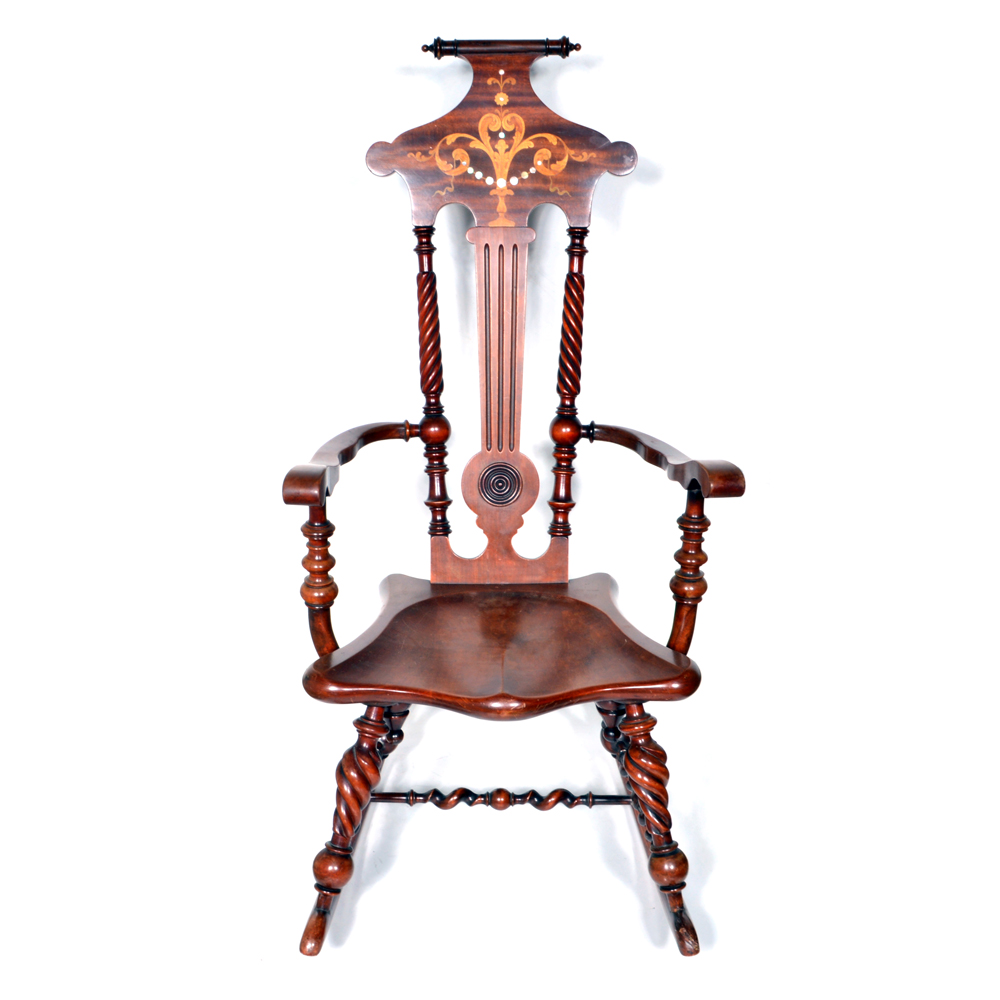 Antique Neoclassical Style Barley Twist Rocking Chair