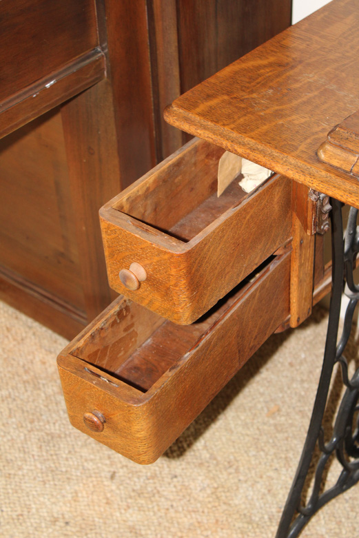 Antique Singer Sewing Machine and Tiger Oak Table