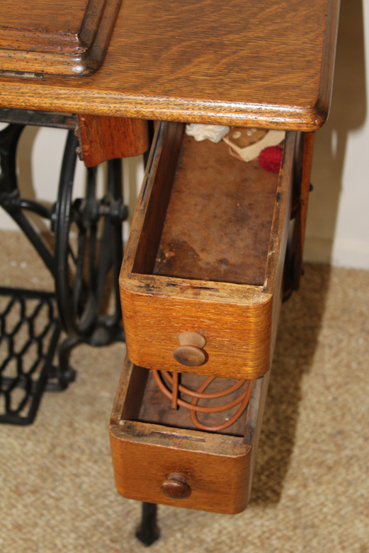Antique Singer Sewing Machine and Tiger Oak Table