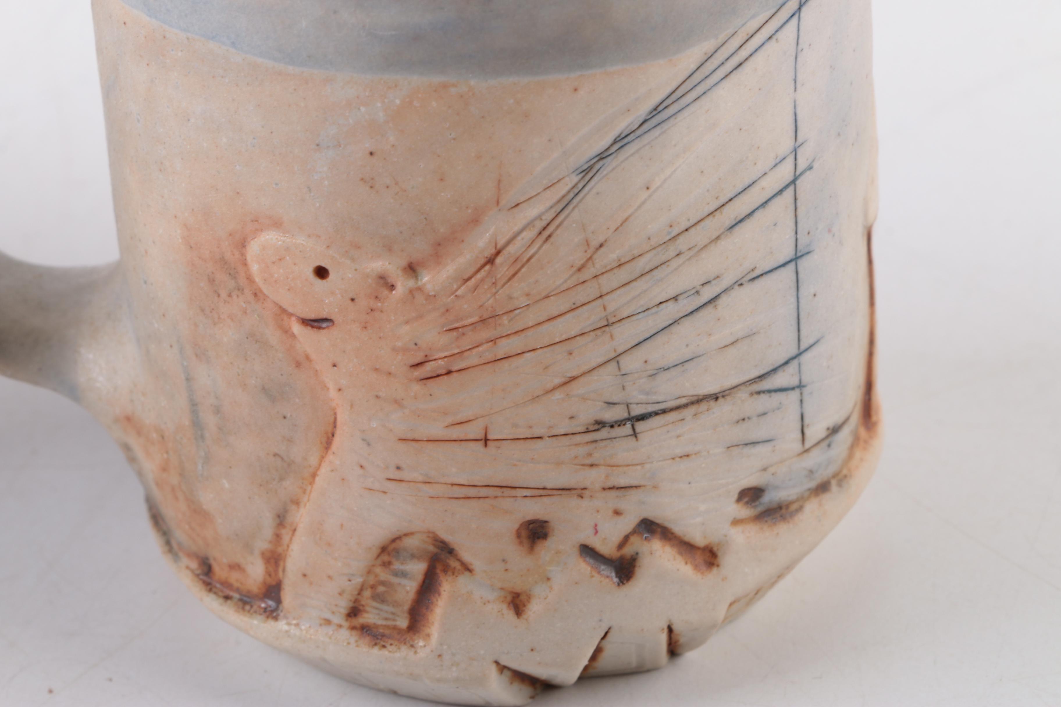 Hand Thrown Stoneware Candle Holder and Mugs