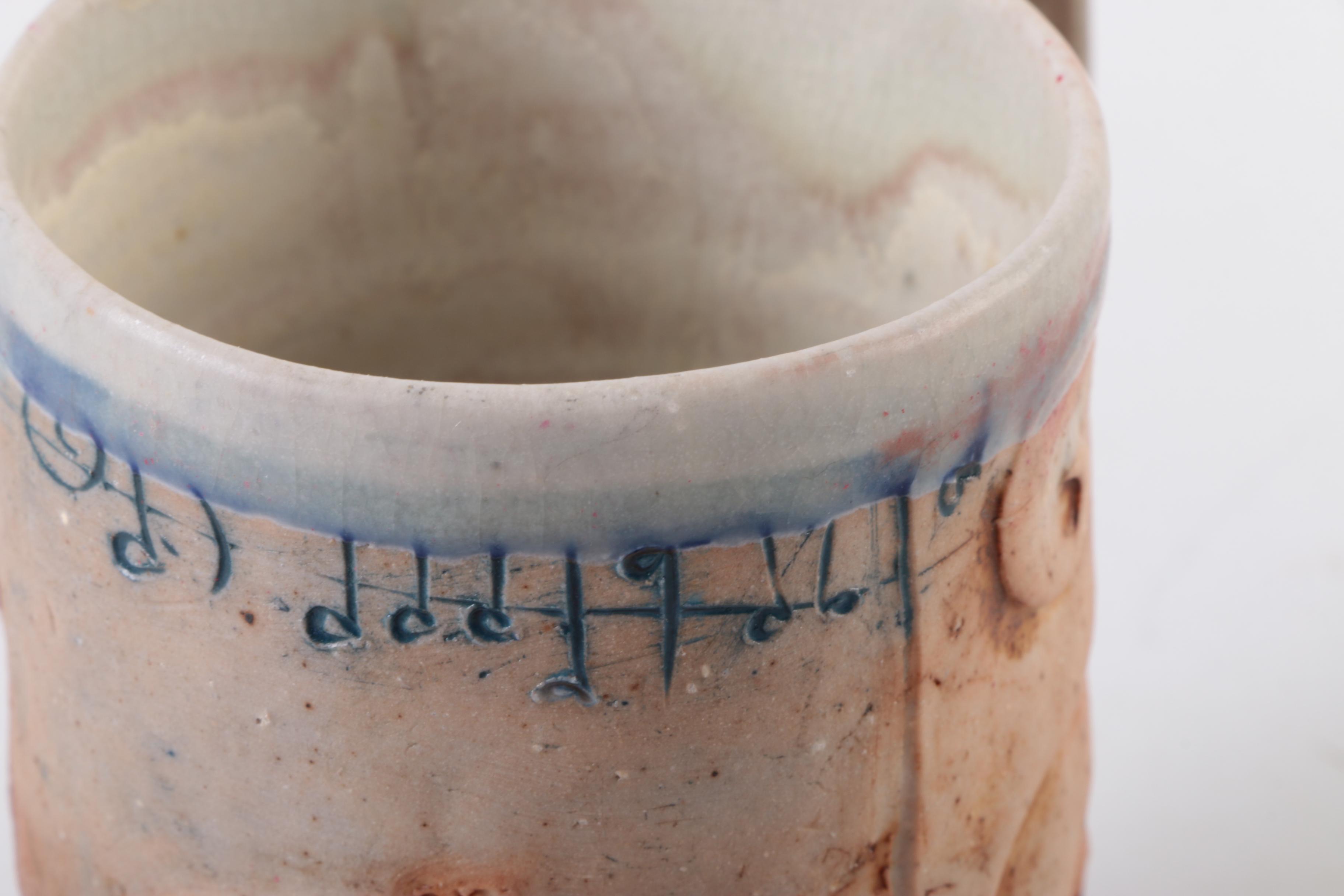 Hand Thrown Stoneware Candle Holder and Mugs