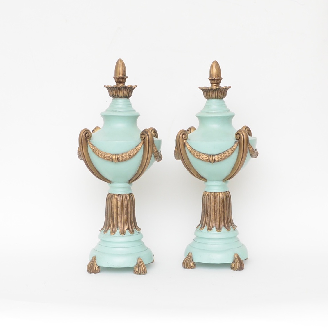 Pair of Decorative Wood Urns by Chrisdon