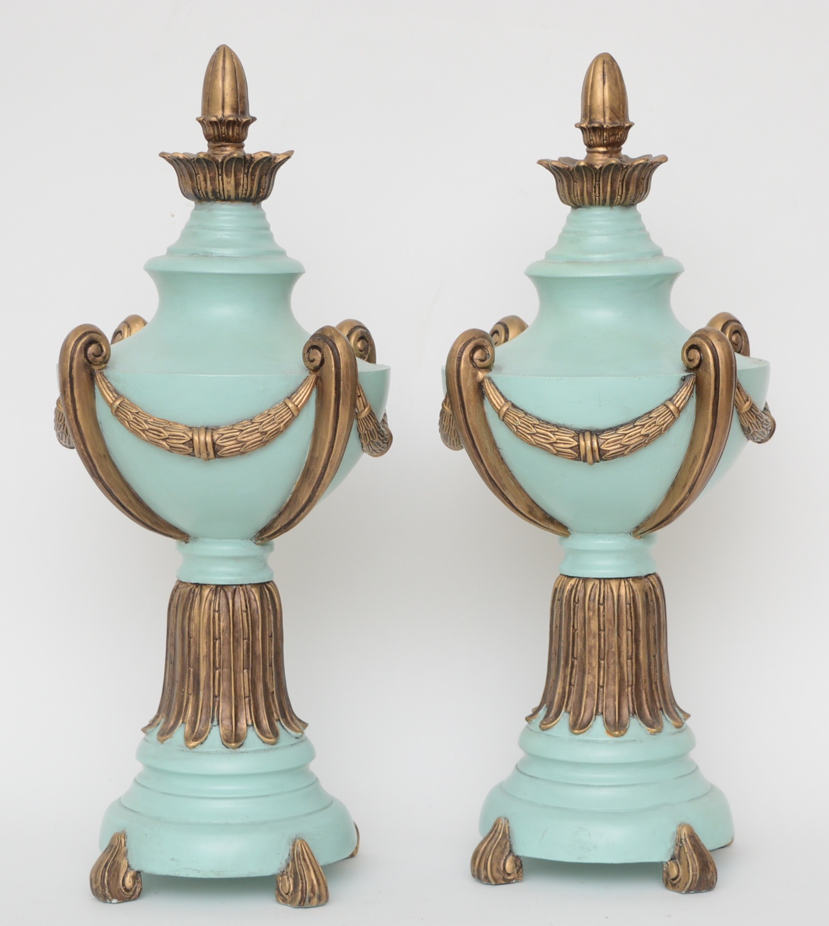 Pair of Decorative Wood Urns by Chrisdon
