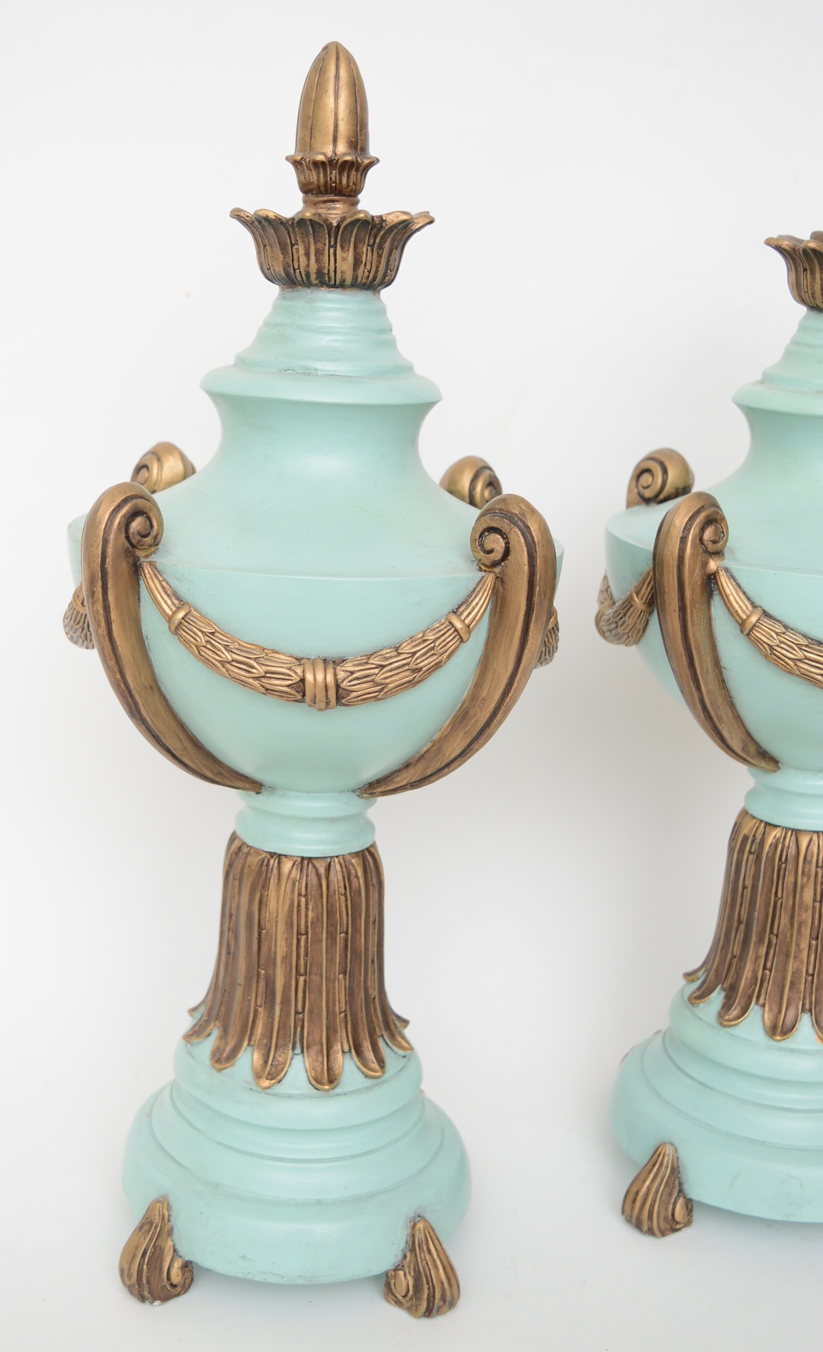 Pair of Decorative Wood Urns by Chrisdon