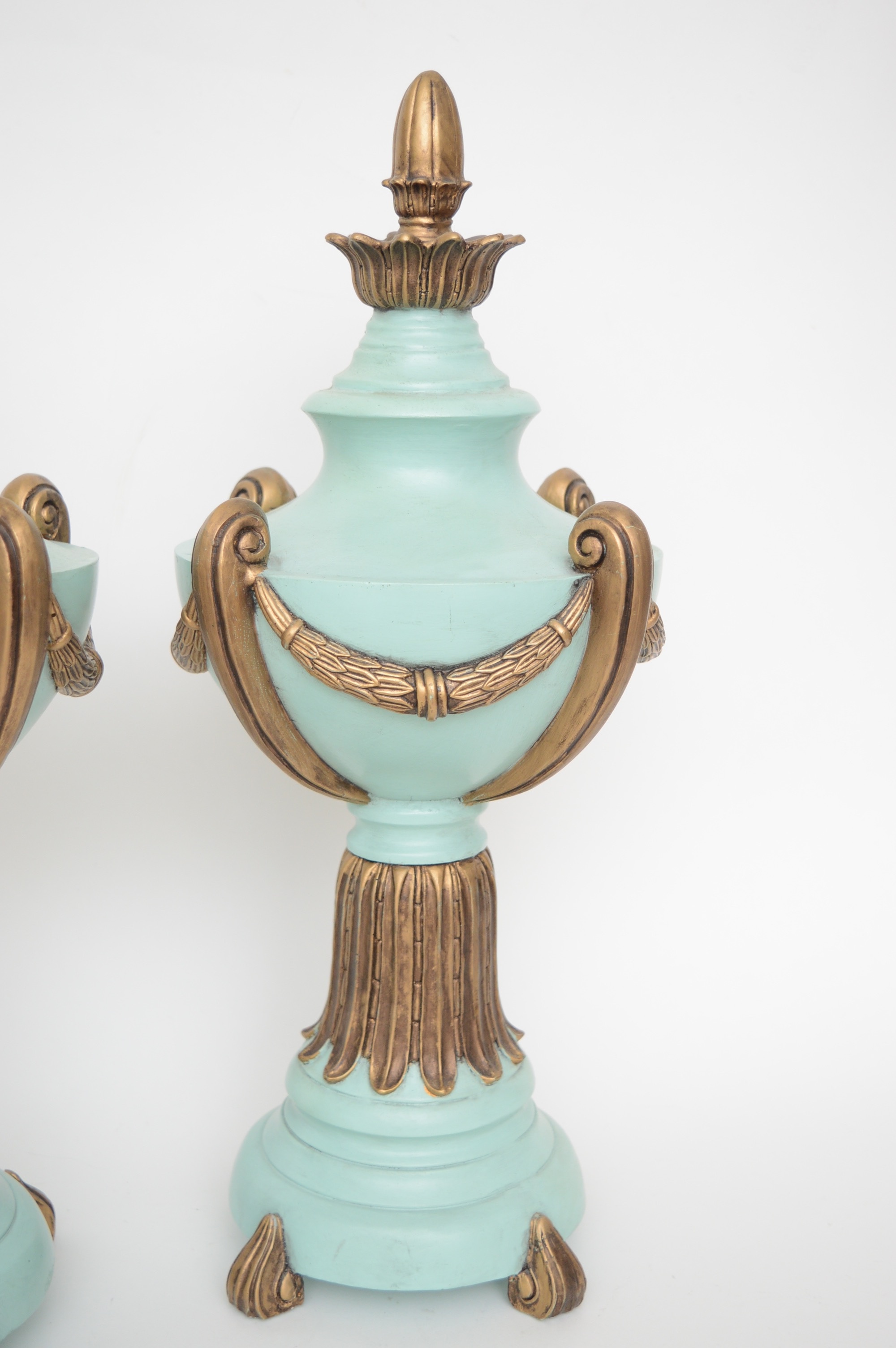 Pair of Decorative Wood Urns by Chrisdon