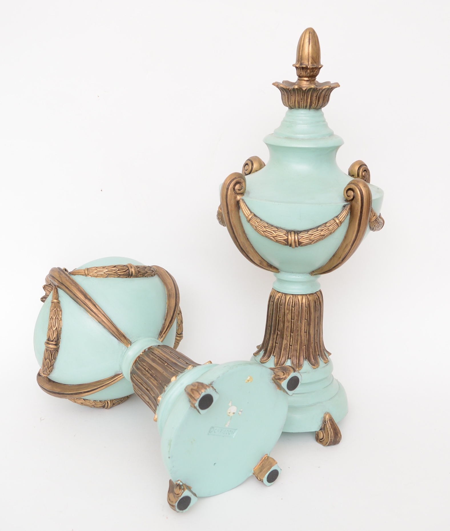 Pair of Decorative Wood Urns by Chrisdon