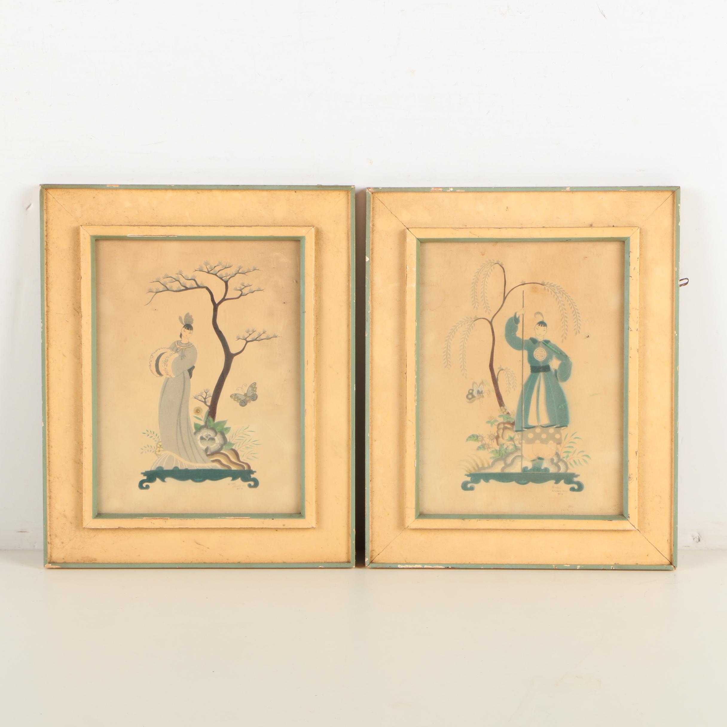 Andres Inc. Set of Lithographs on Paper of East Asian Style Figures