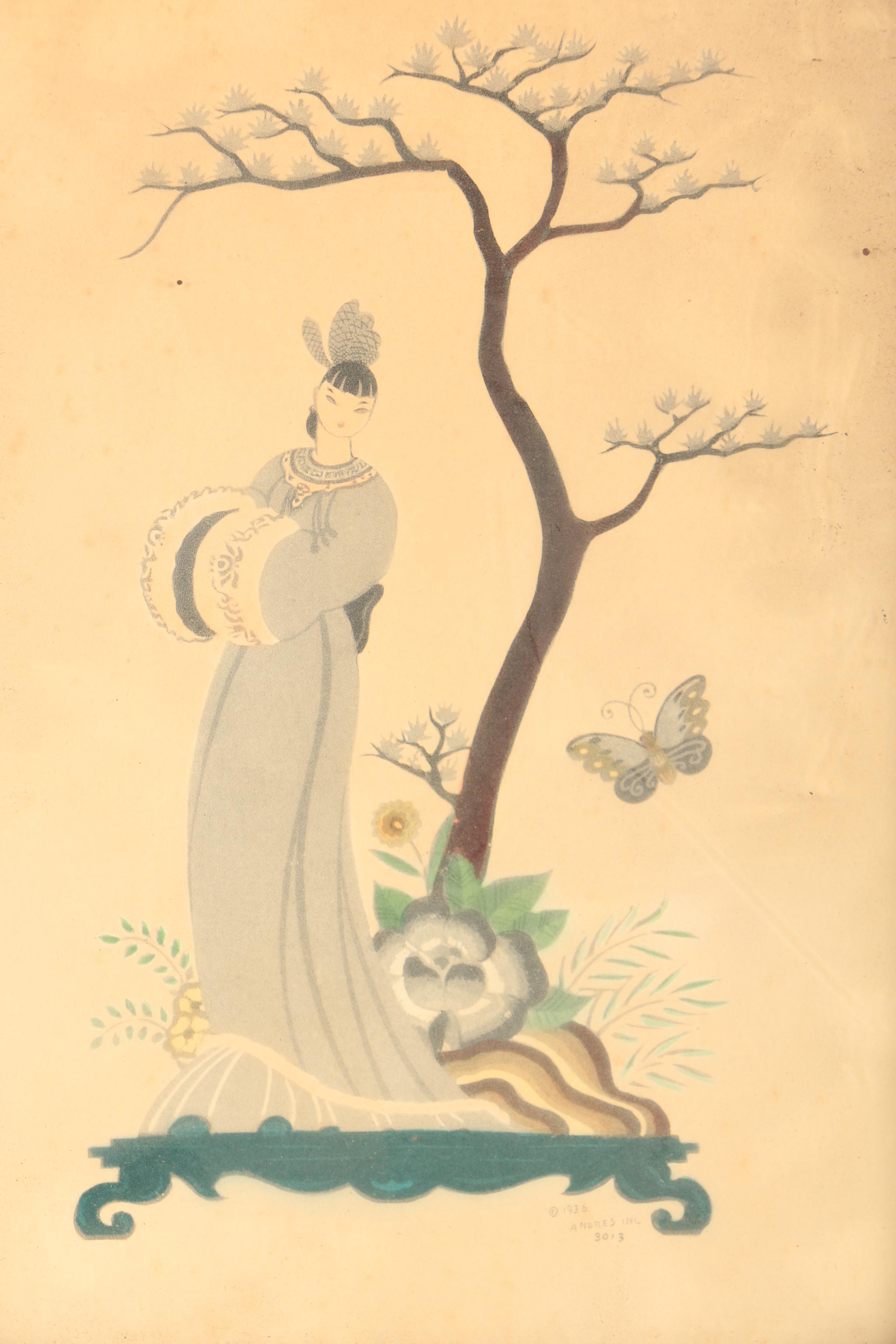 Andres Inc. Set of Lithographs on Paper of East Asian Style Figures