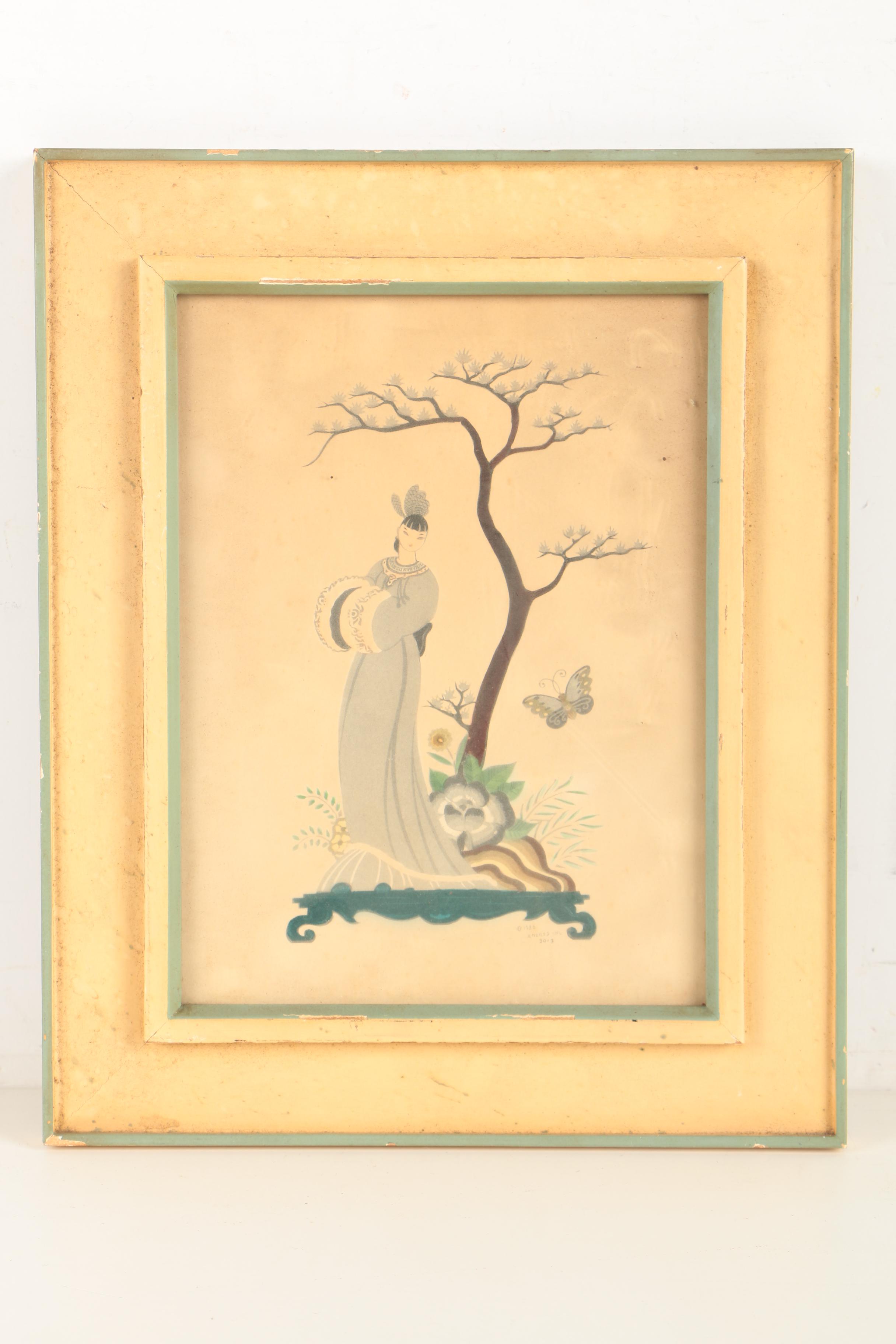 Andres Inc. Set of Lithographs on Paper of East Asian Style Figures