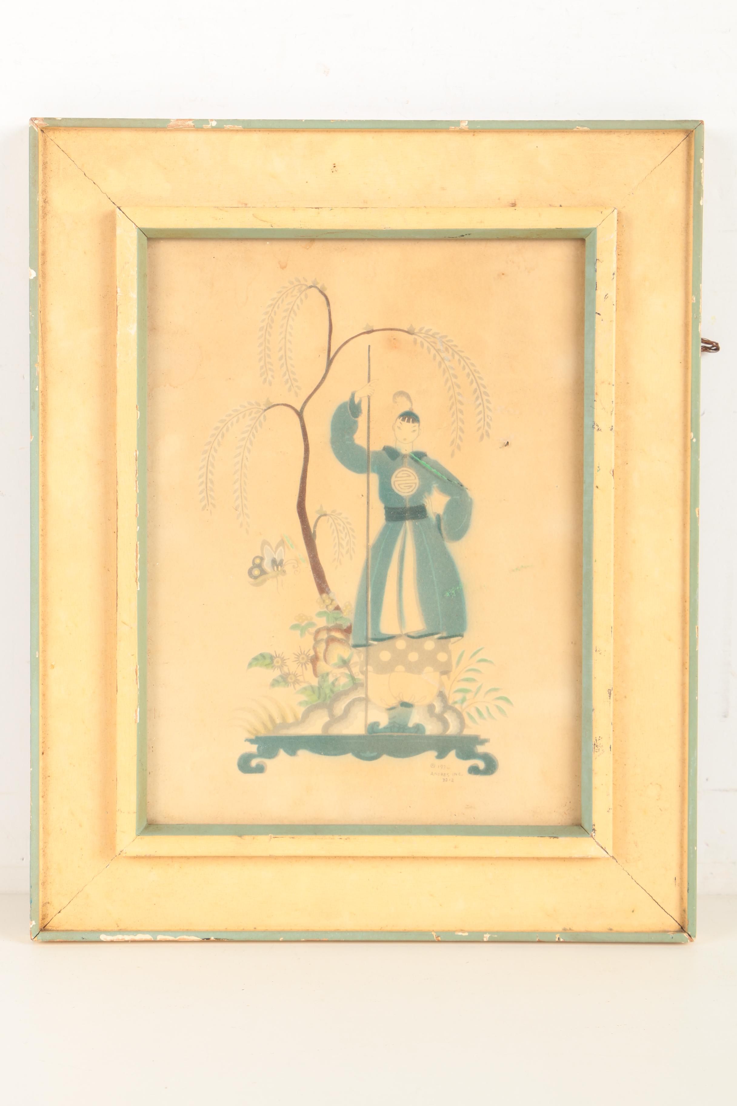 Andres Inc. Set of Lithographs on Paper of East Asian Style Figures