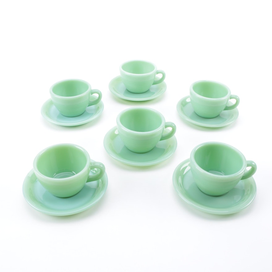 Fire-King Jadeite Cups and Saucers
