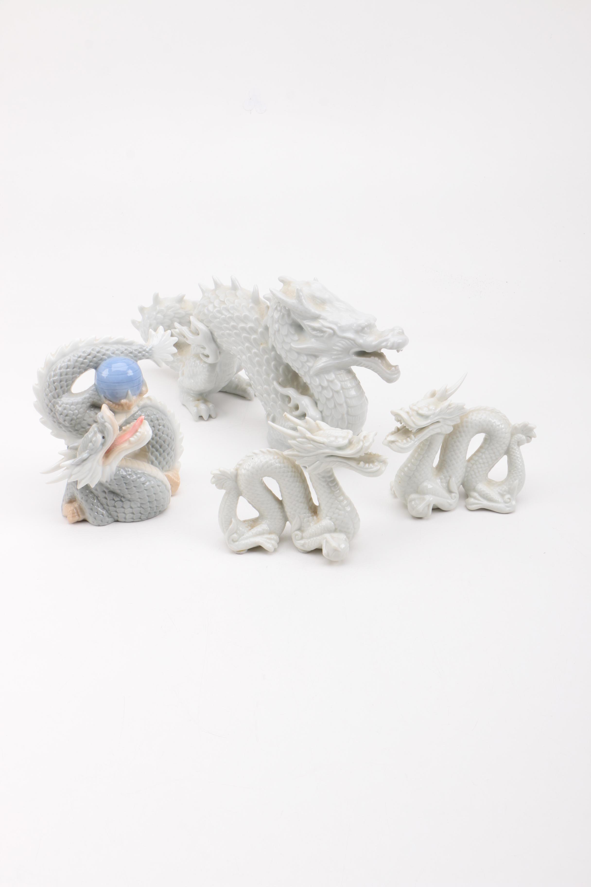 Ceramic Chinese Dragon Figurines