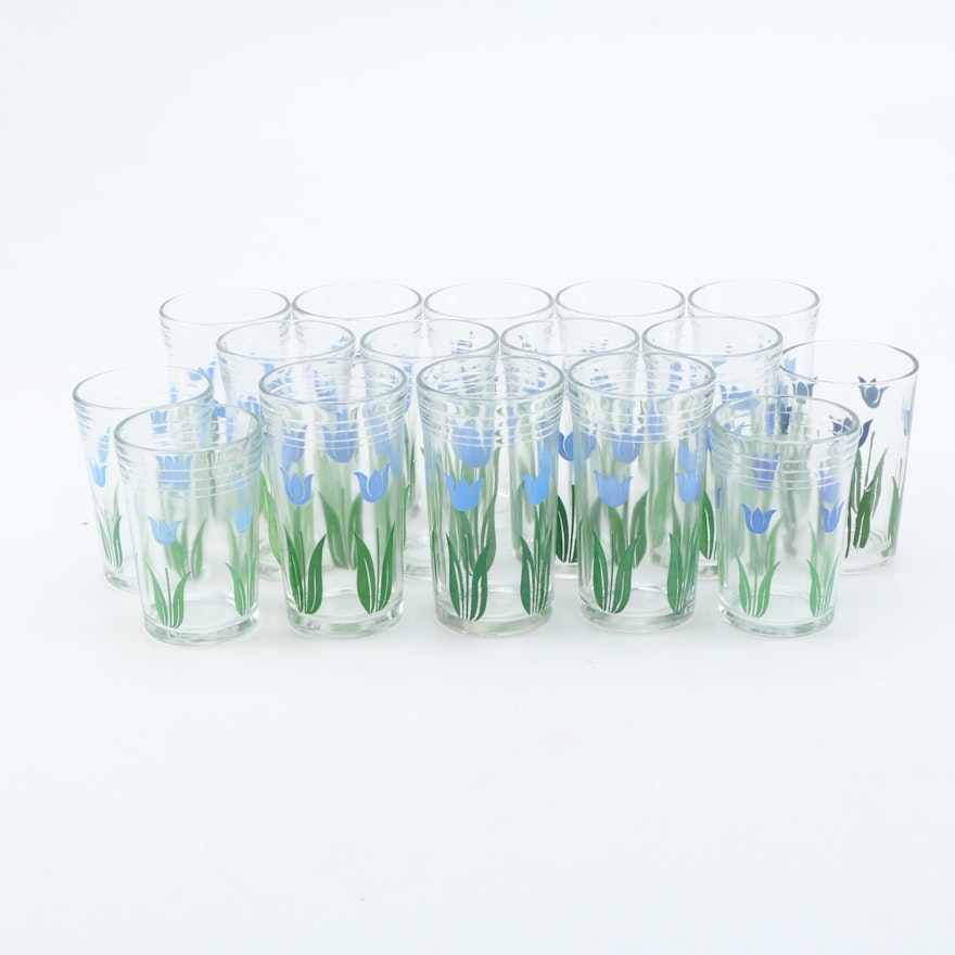 Collection of Juice Glasses with a Floral Pattern