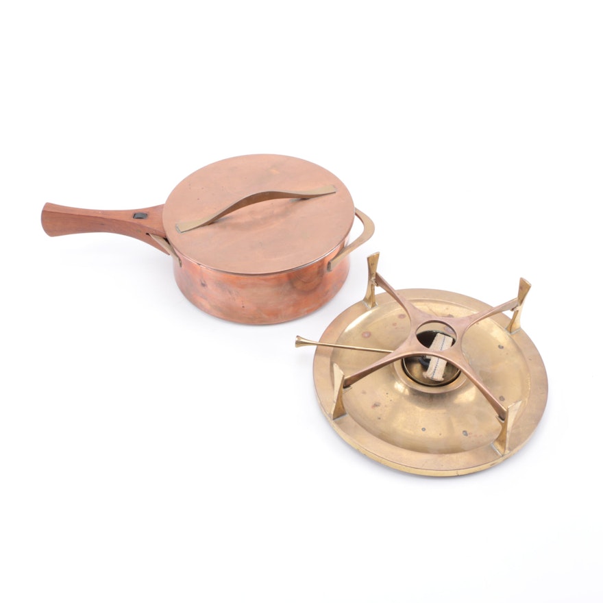 Vintage Danish Modern Dansk Copper Chafing Dish, Designed by Jens Quistgaard