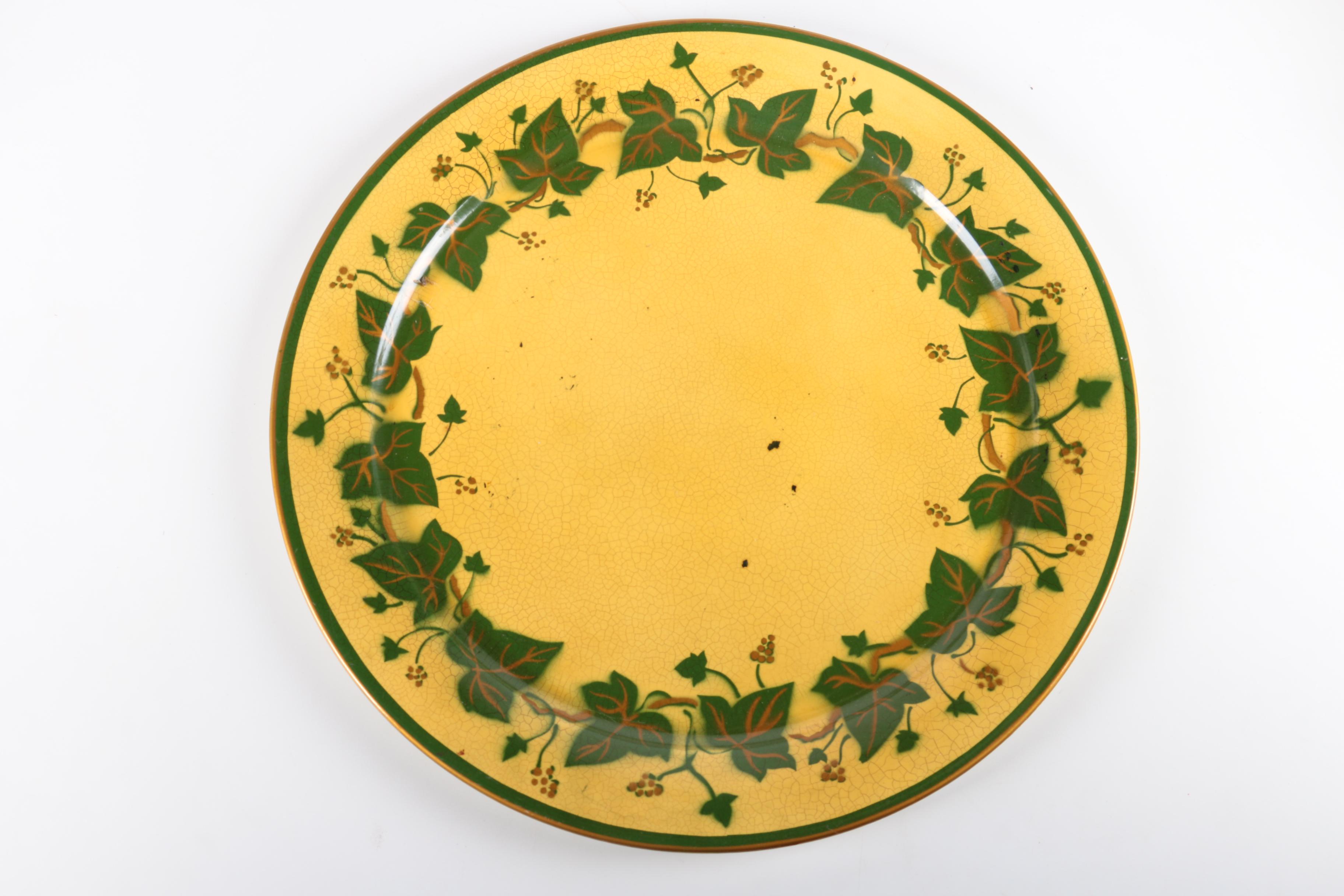 Vintage Yellow Painted Tole Metal Tray