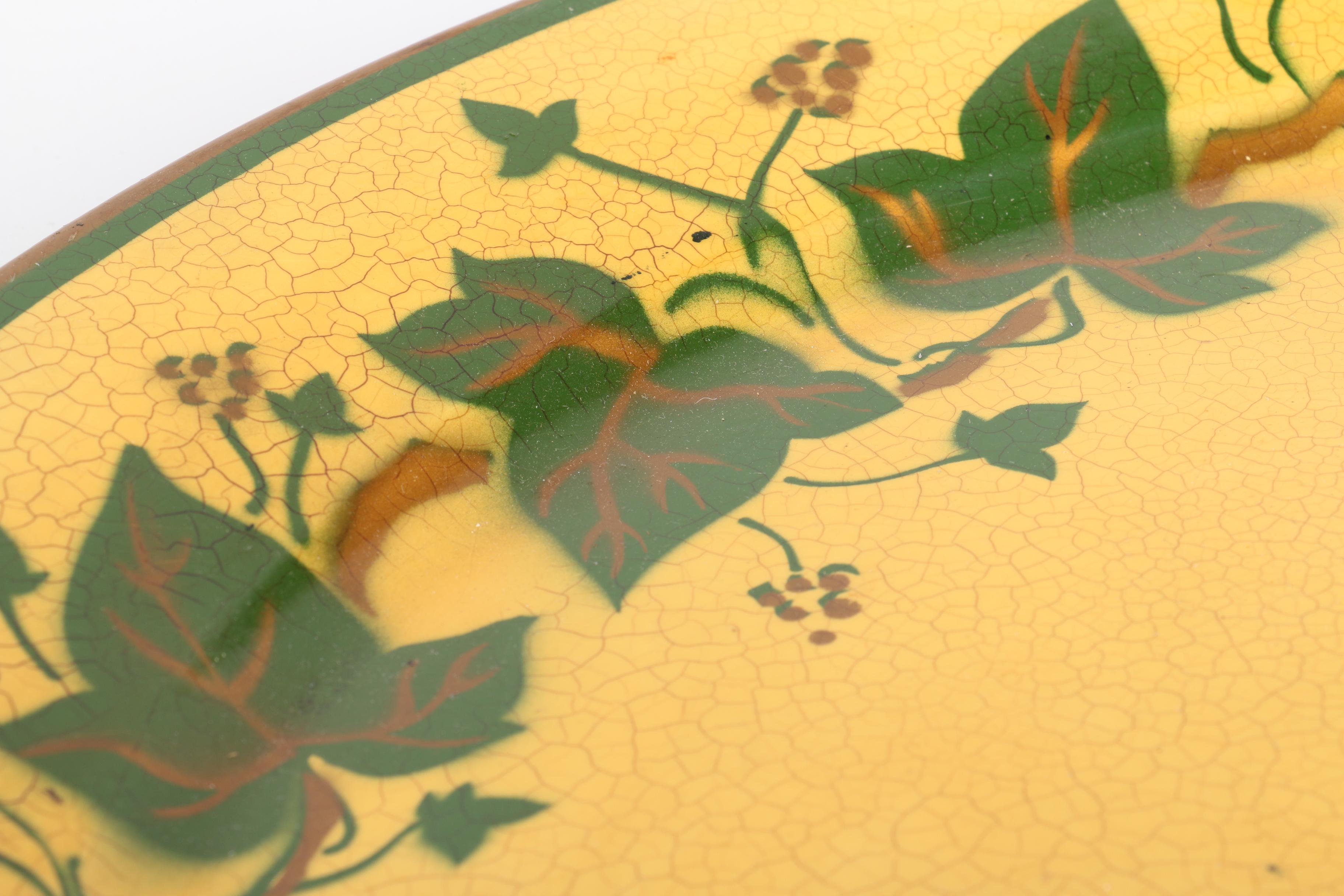 Vintage Yellow Painted Tole Metal Tray