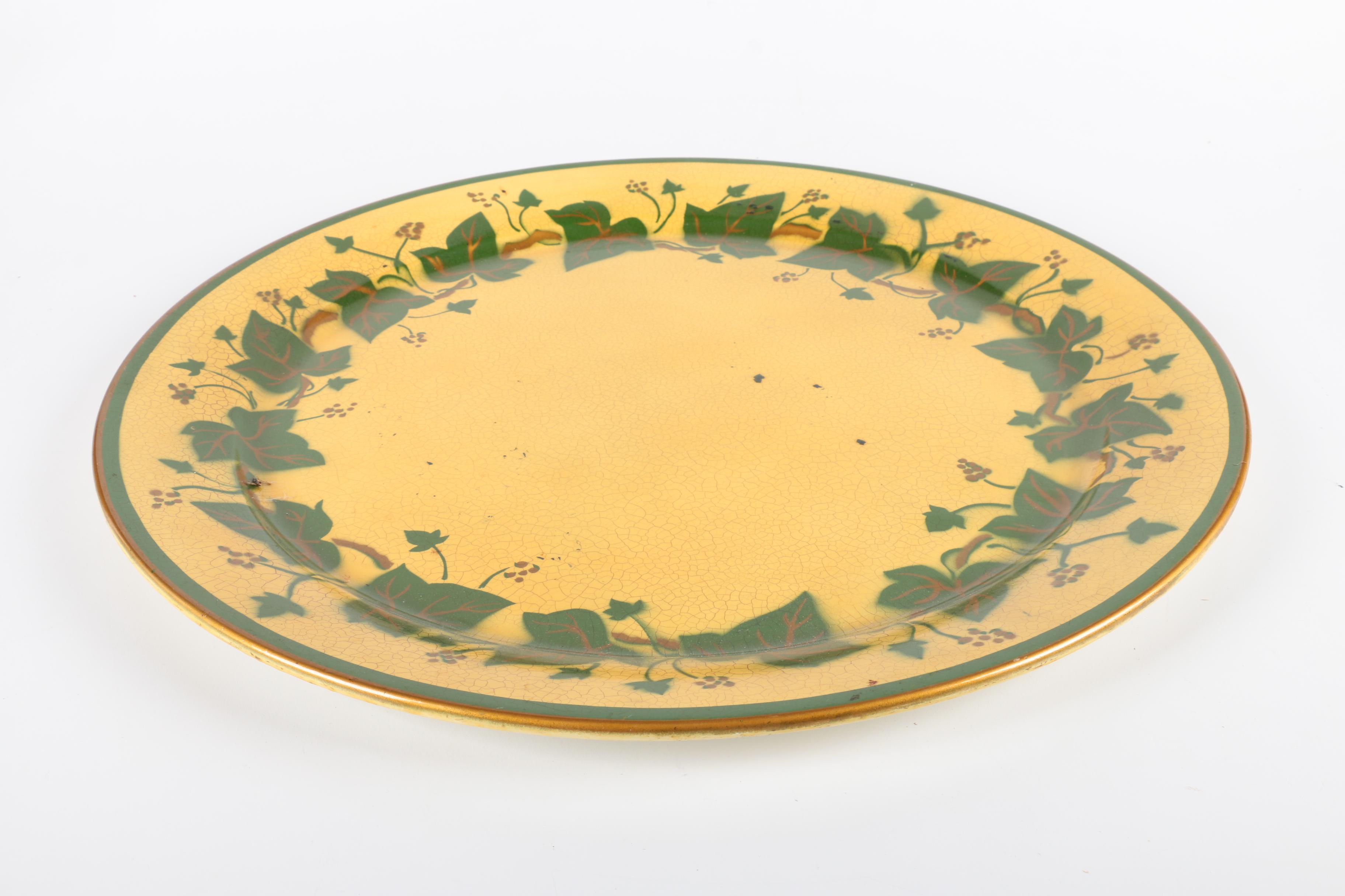 Vintage Yellow Painted Tole Metal Tray