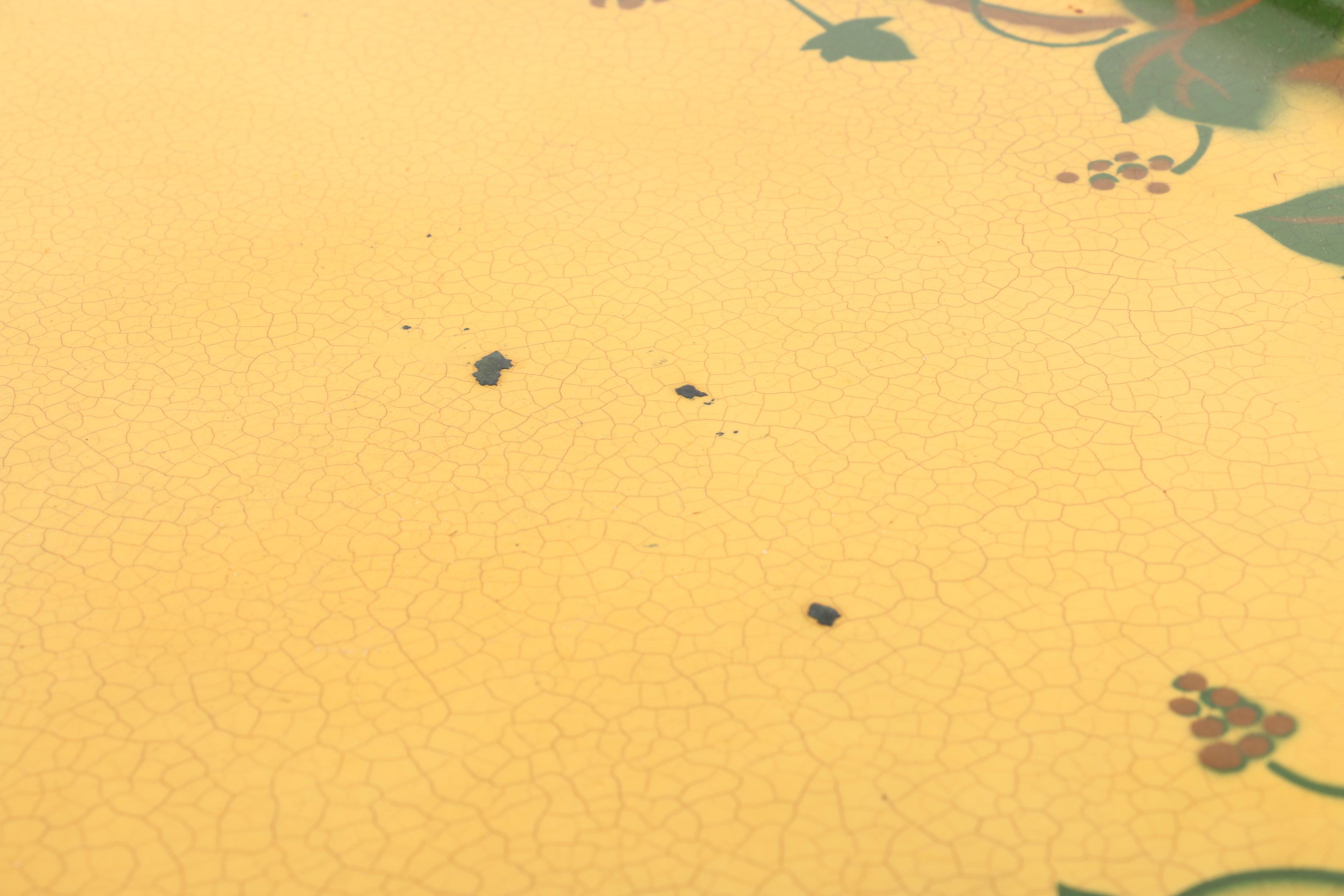 Vintage Yellow Painted Tole Metal Tray