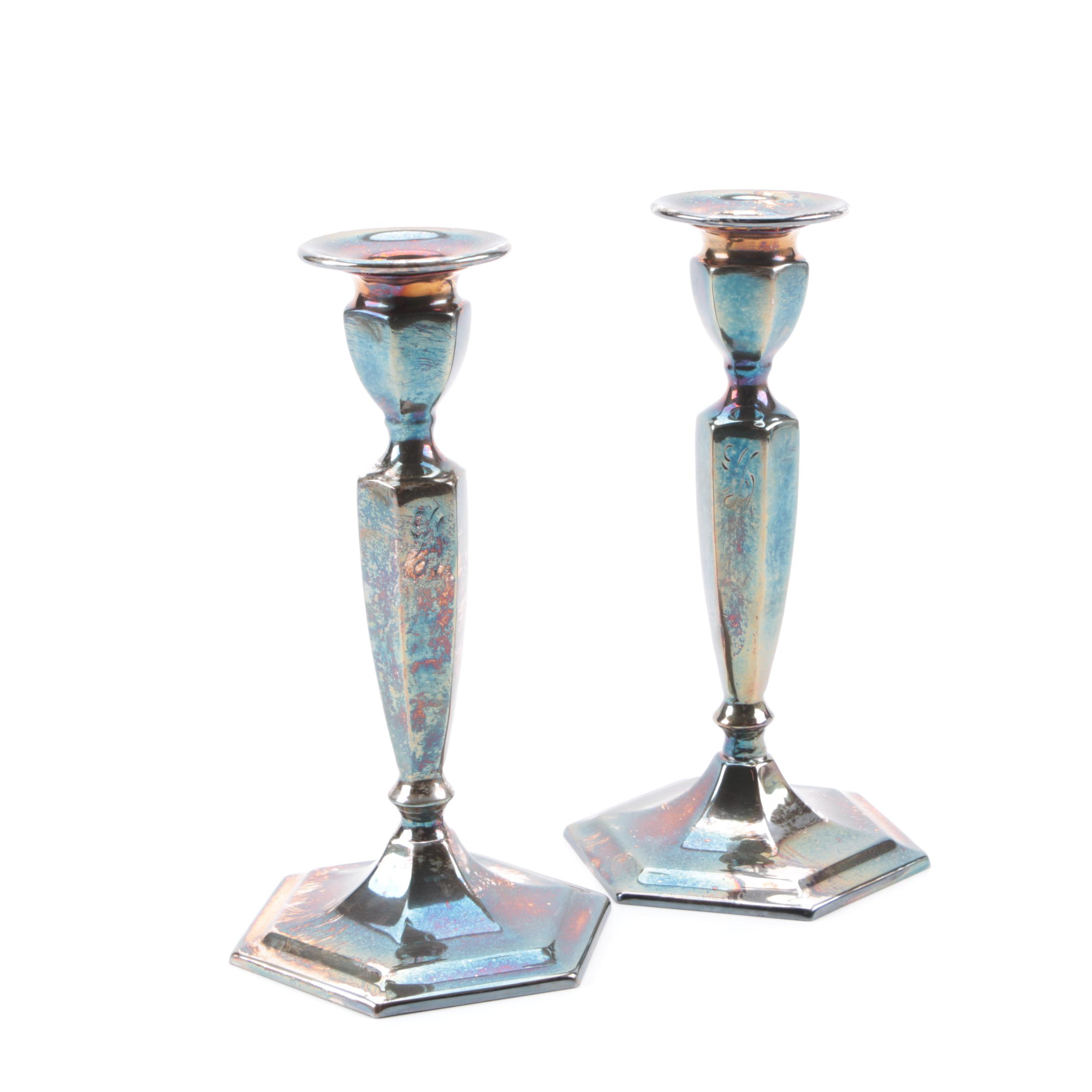 Late 19th Century Forbes Silver Co. Silver Plate Candlesticks