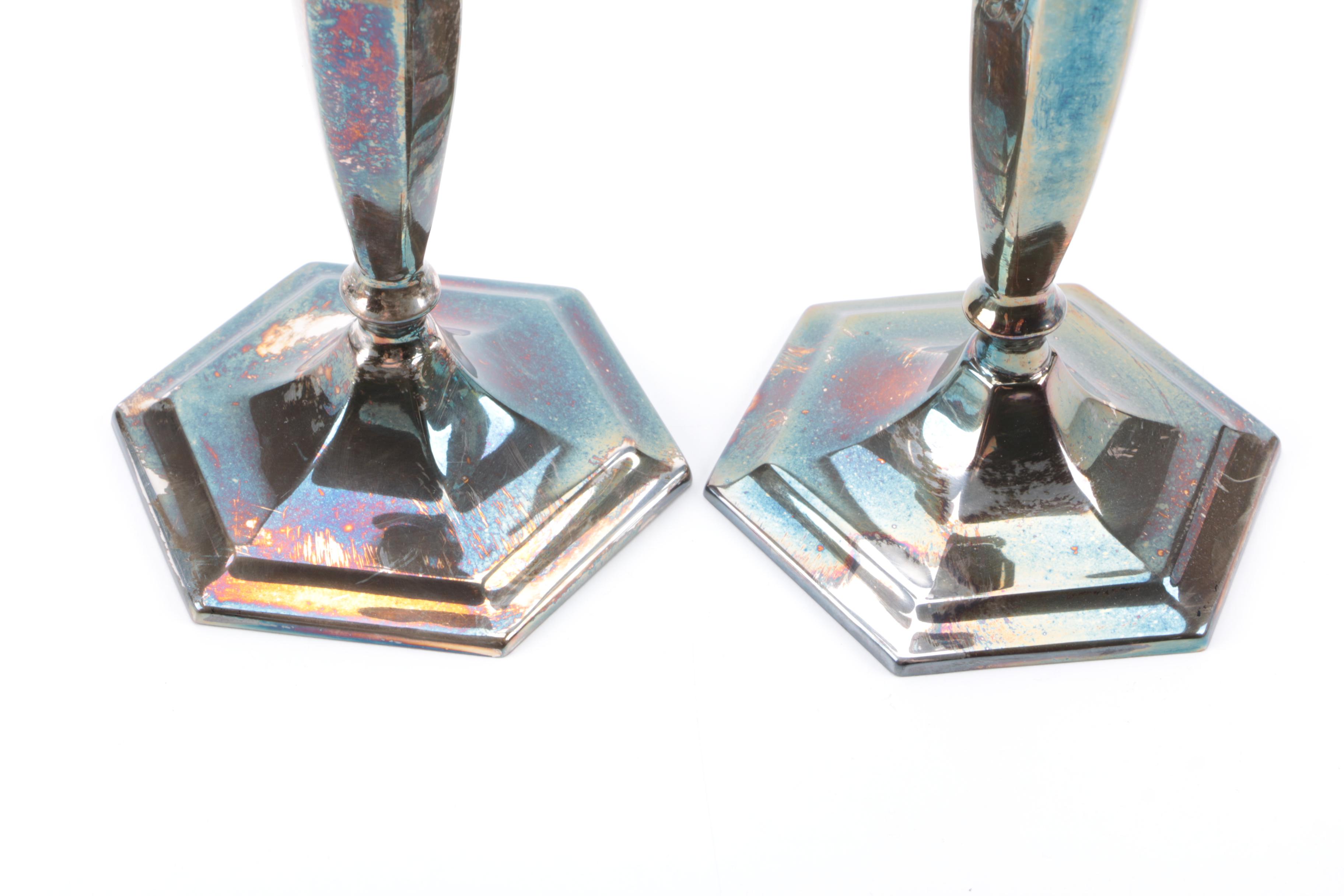 Late 19th Century Forbes Silver Co. Silver Plate Candlesticks