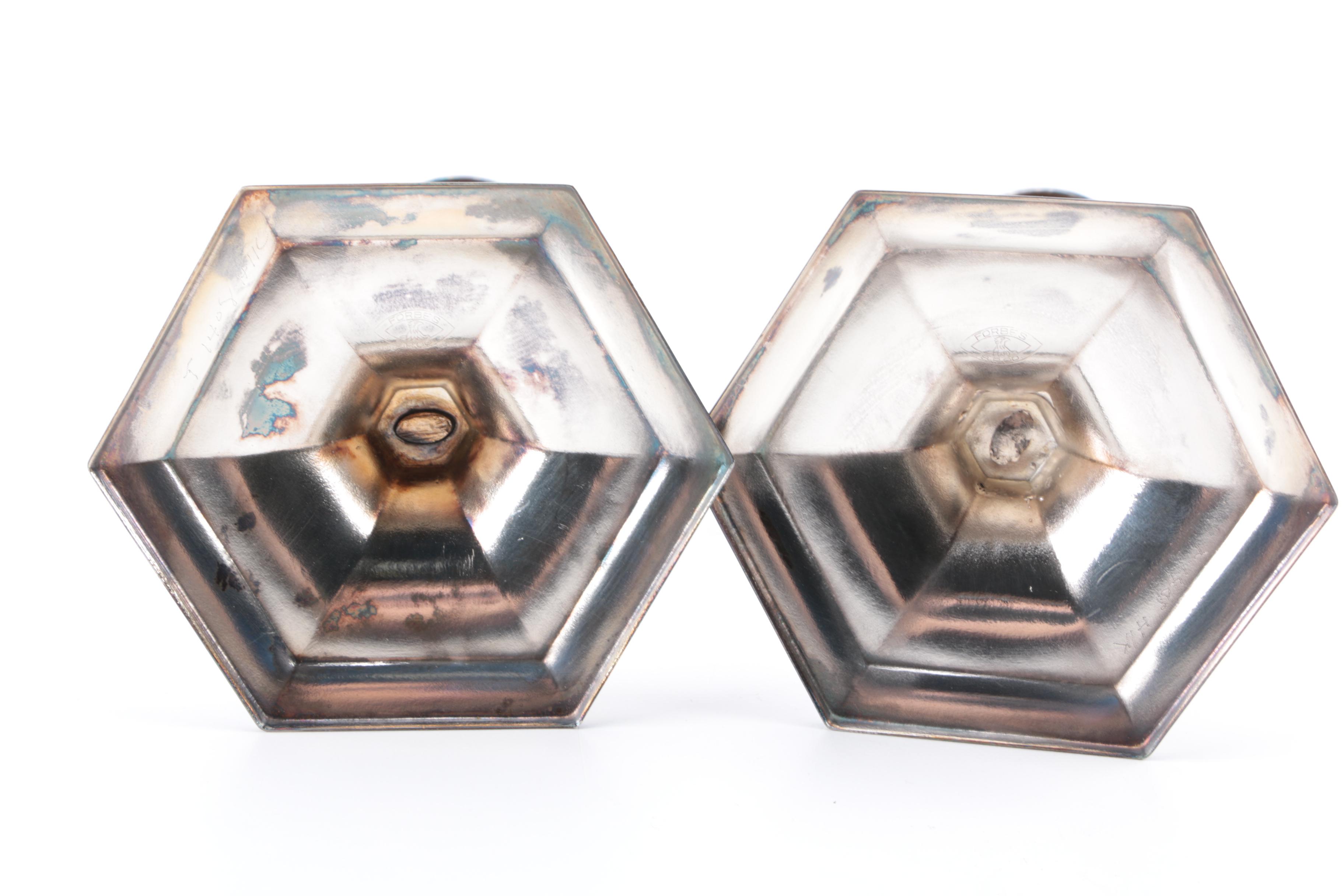 Late 19th Century Forbes Silver Co. Silver Plate Candlesticks