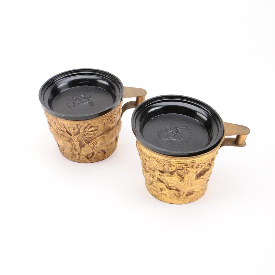 Pair of Mycenaean Style Bull "Vapheio" Cups and Dishes