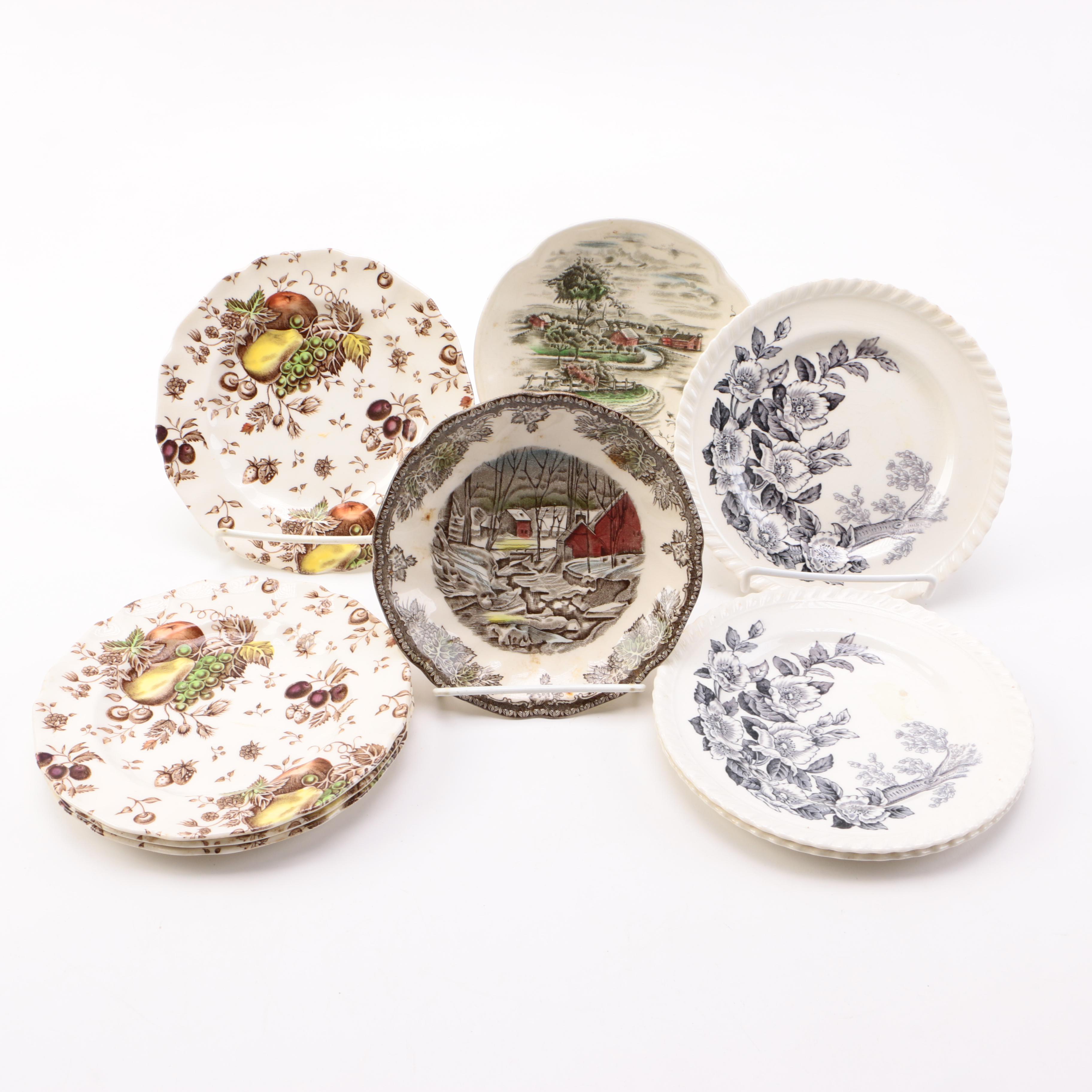 Vintage Johnson Bros Transferware Ceramic Plates