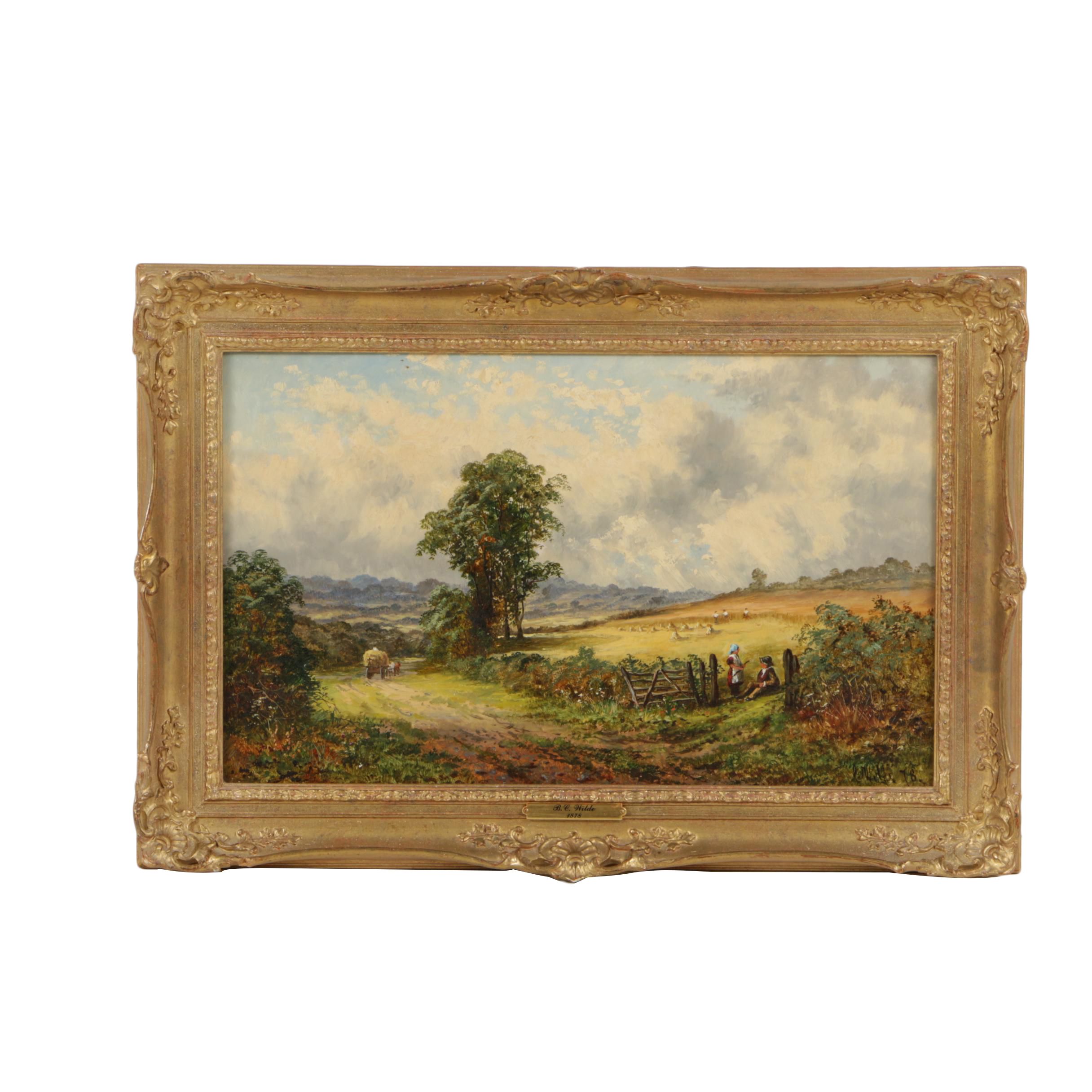 B. C. Wilde Oil Painting of a Pastoral Landscape