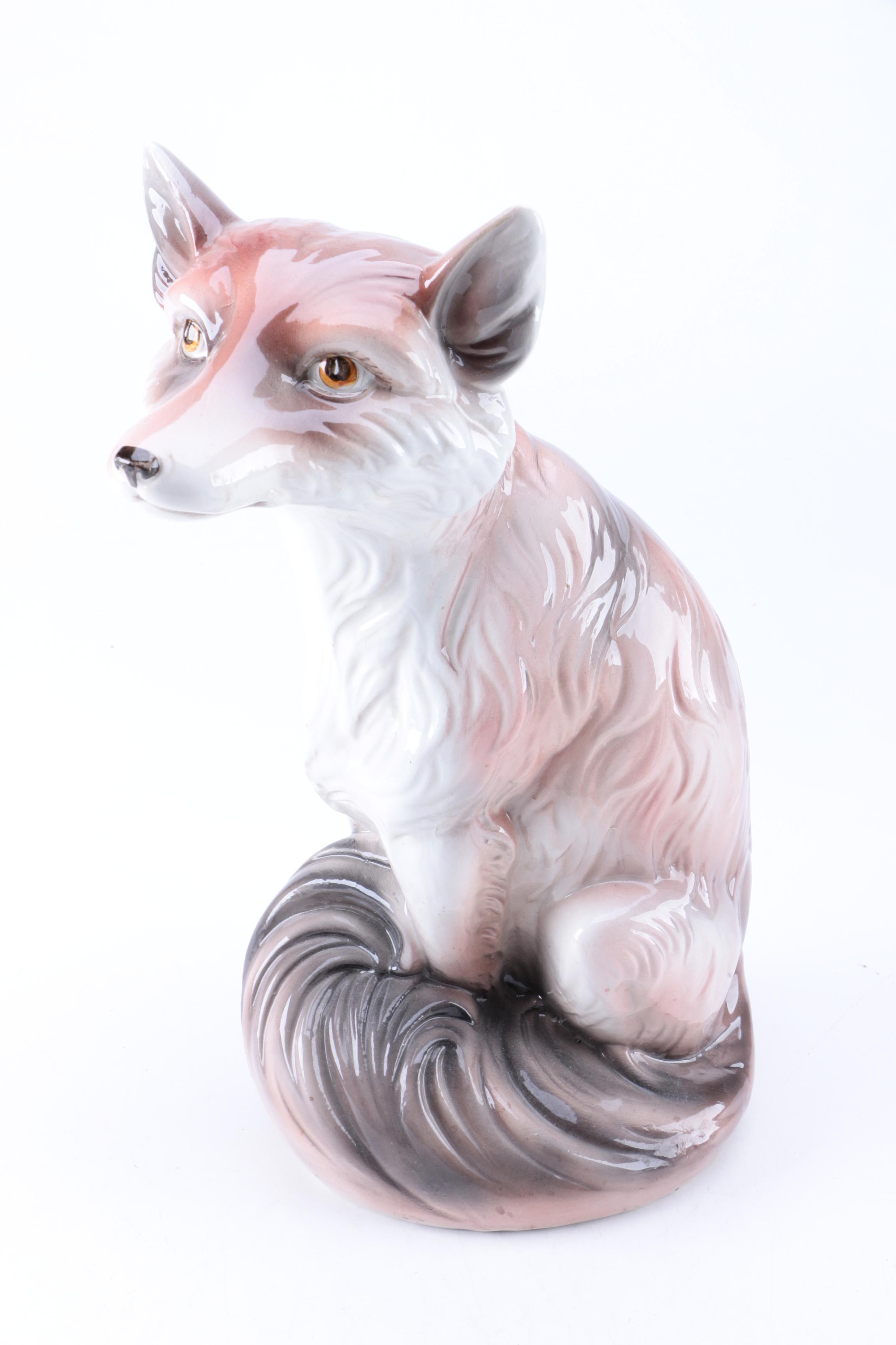 Mottahedeh Italian Porcelain Ceramic Fox Figurine