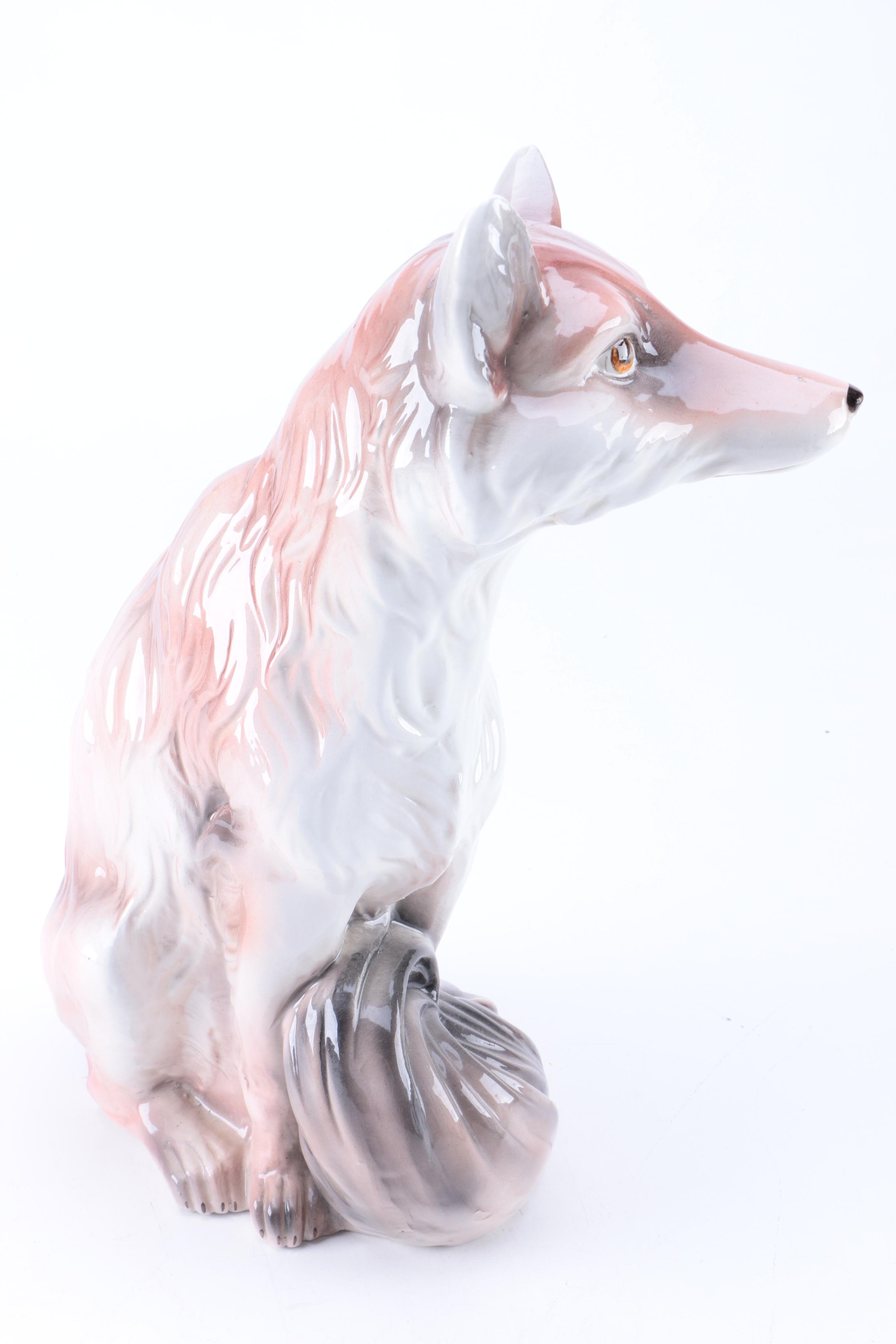 Mottahedeh Italian Porcelain Ceramic Fox Figurine