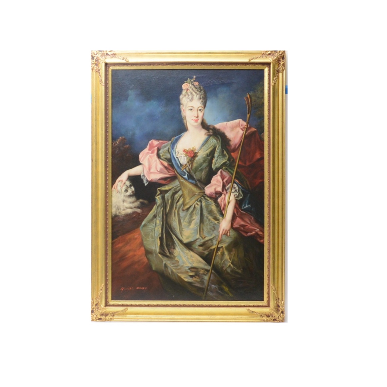 After Jean Baptiste Oudry Oil on Canvas Painting "Lady Mary Josephine Drummond"