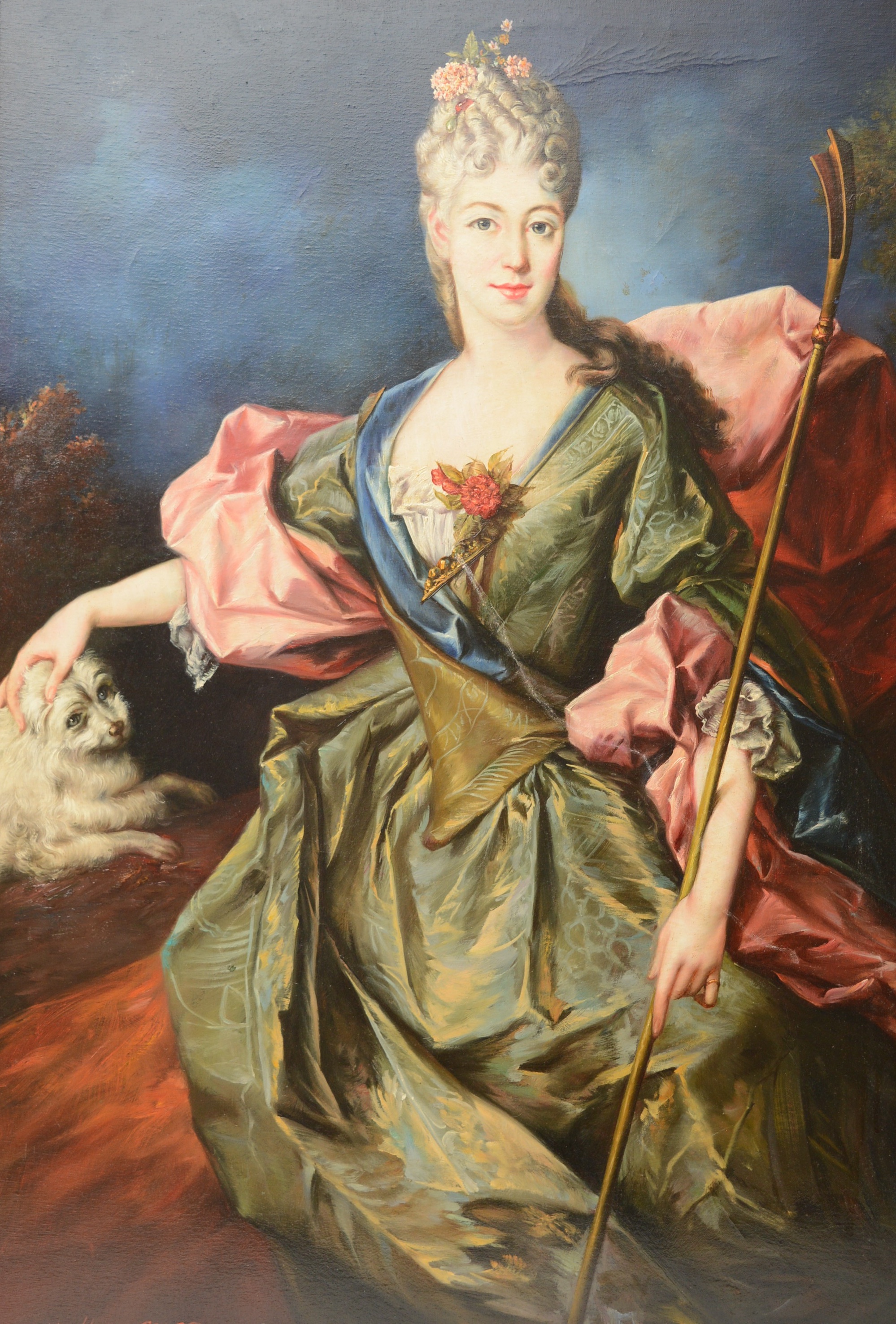 After Jean Baptiste Oudry Oil on Canvas Painting "Lady Mary Josephine Drummond"