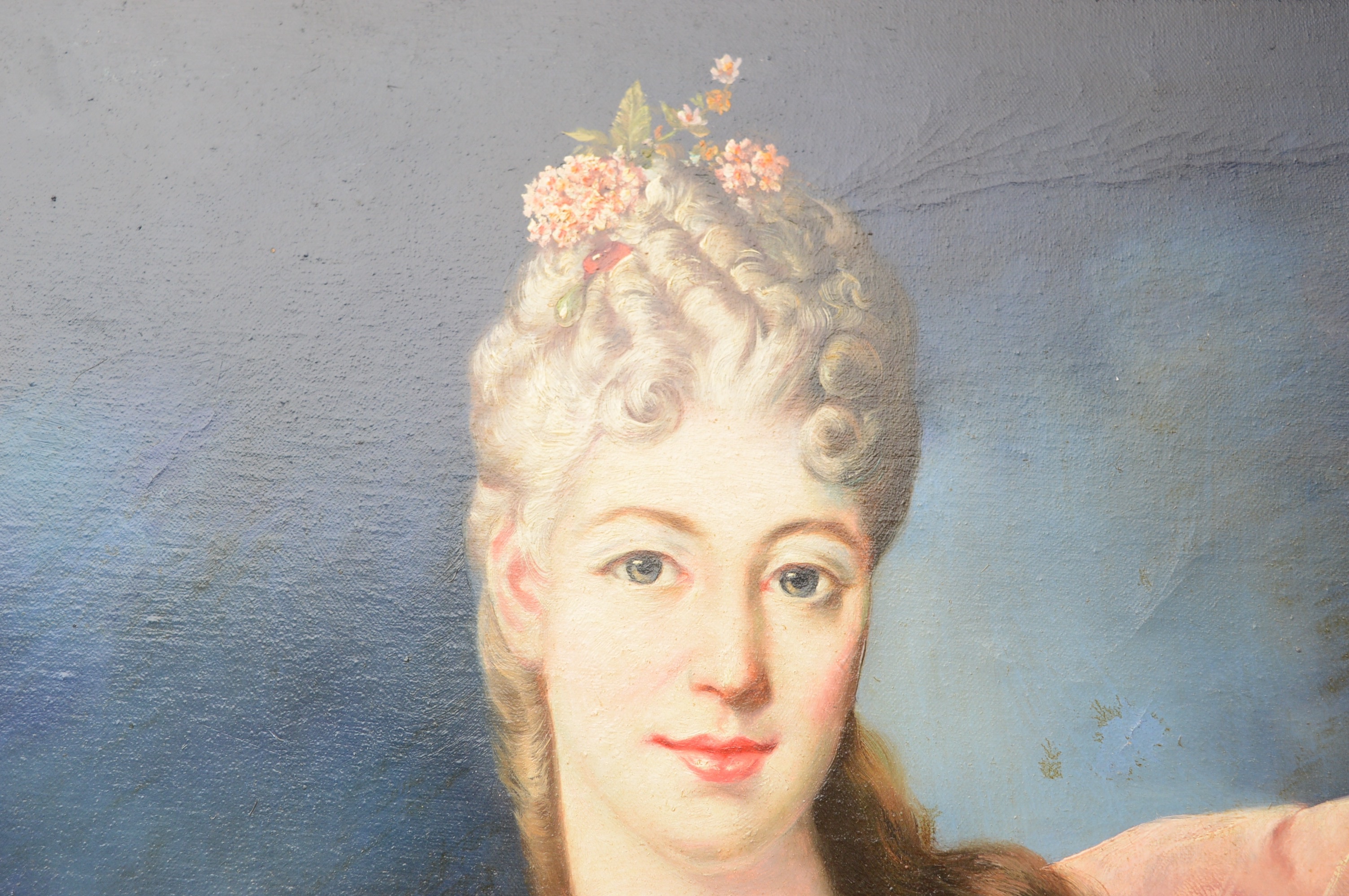 After Jean Baptiste Oudry Oil on Canvas Painting "Lady Mary Josephine Drummond"