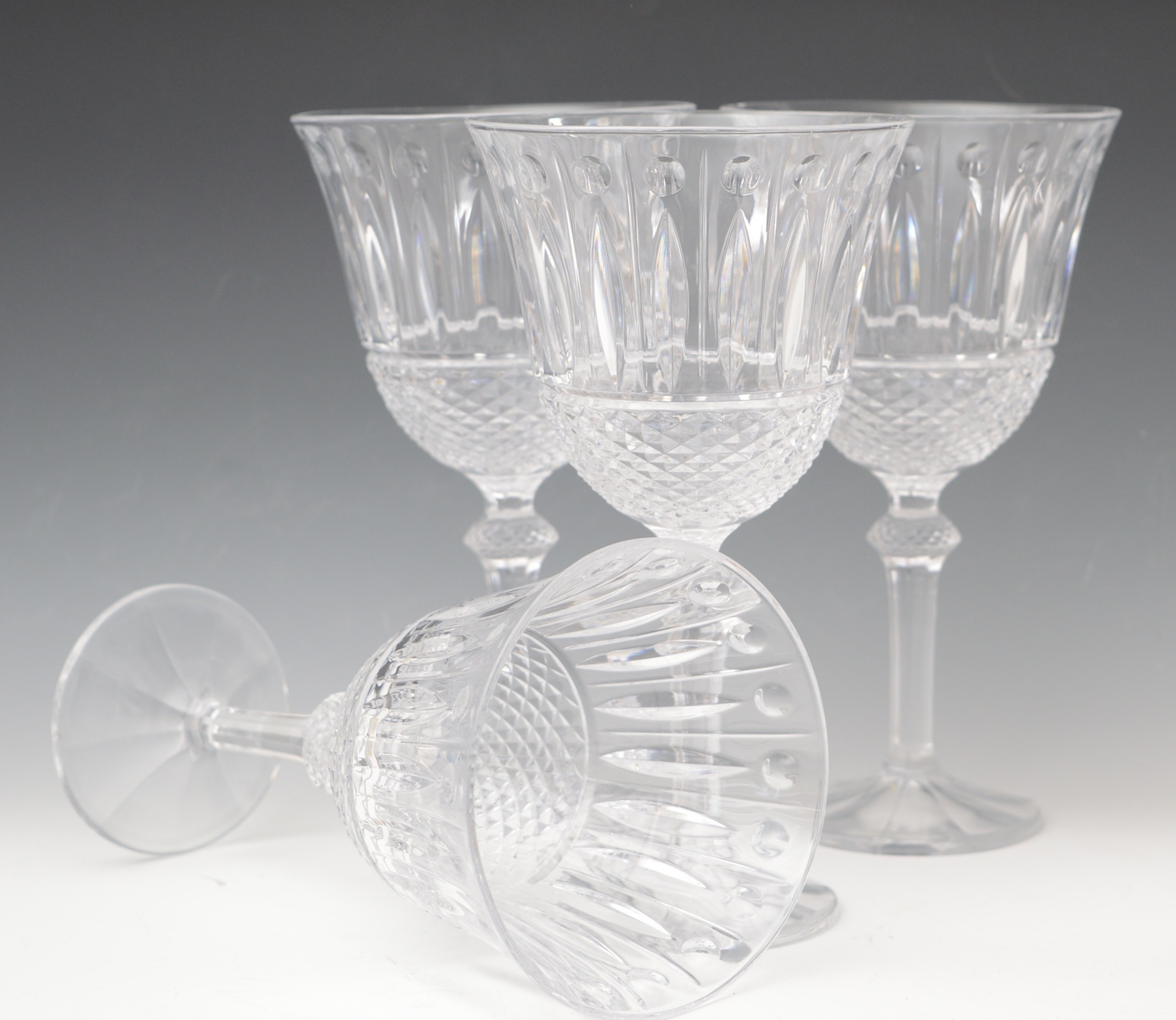 Clear Glassware and Four Crystal Water Glasses