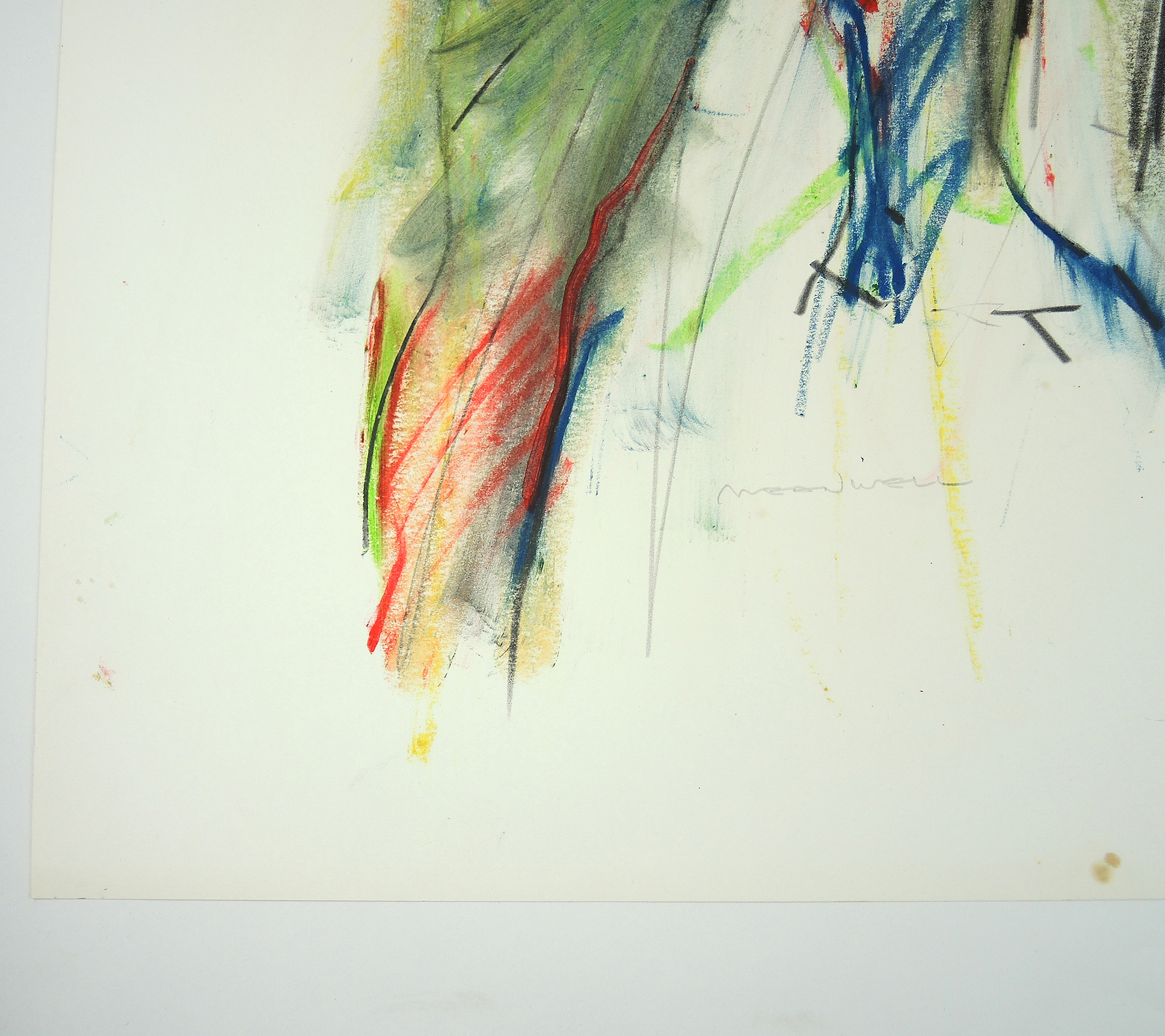 Jack Meanwell Mixed Media Drawing on Paper Gestural Nude Figure and Chair