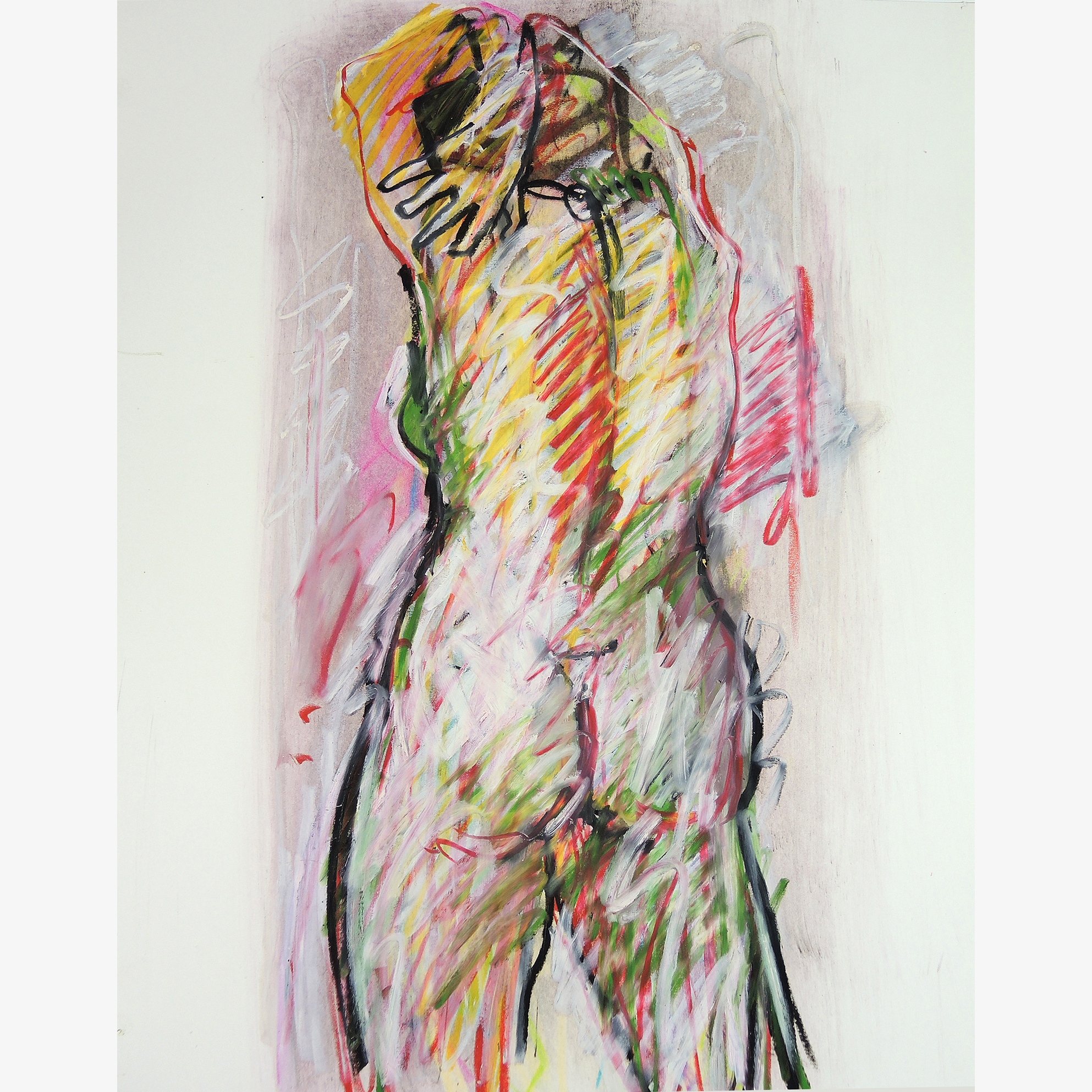 Jack Meanwell Pastel on Paper Abstract Expressionism 1980 Female Nude Gestural