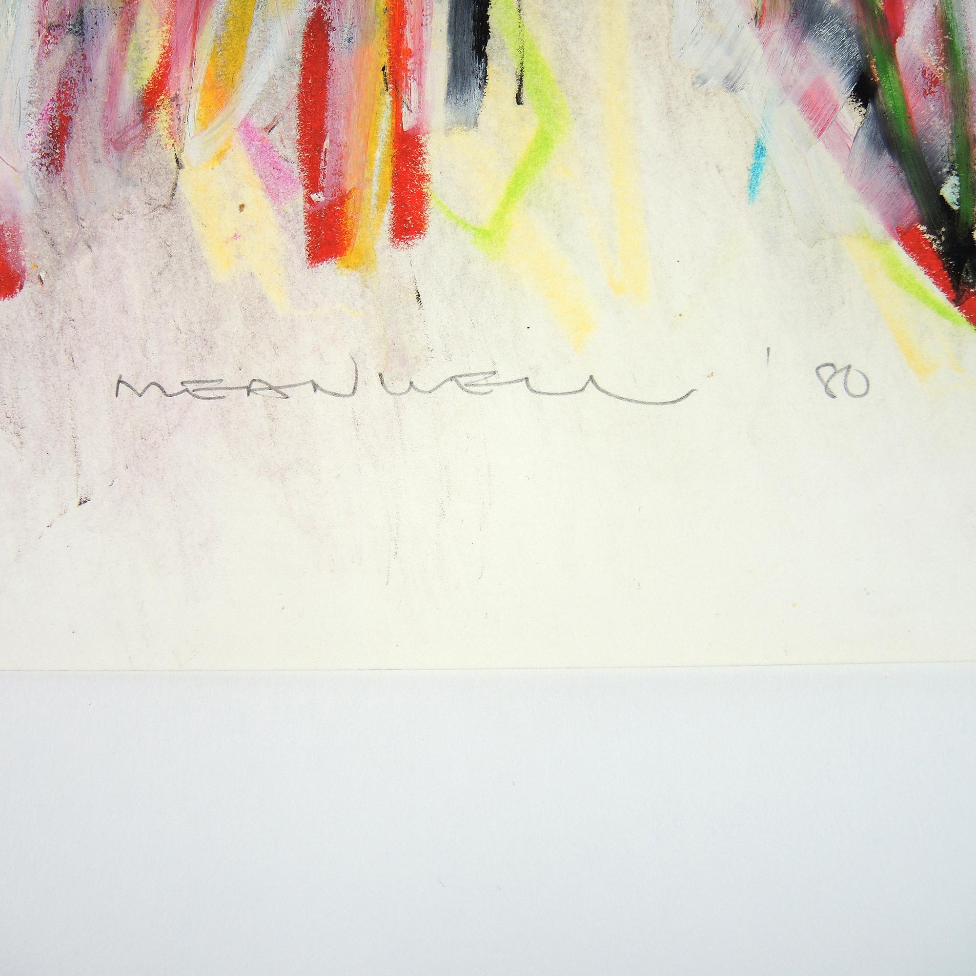 Jack Meanwell Pastel on Paper Abstract Expressionism 1980 Female Nude Gestural