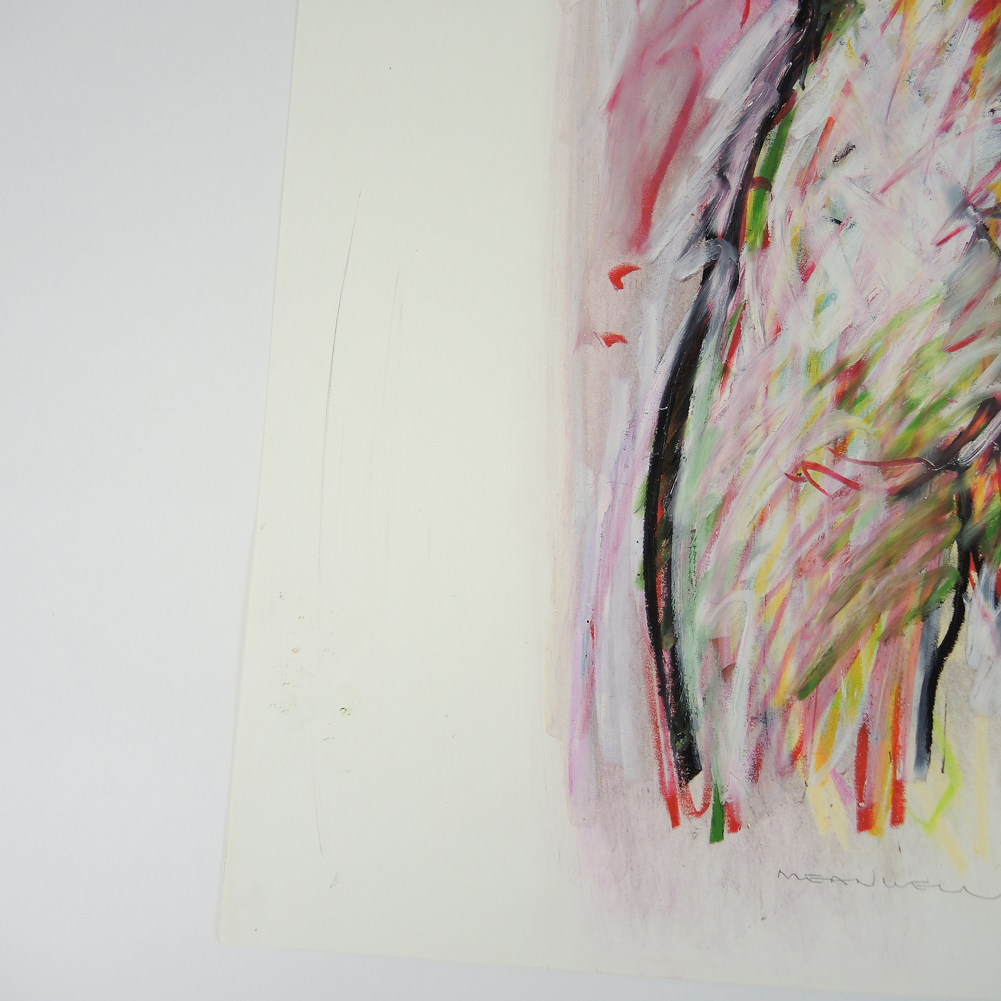 Jack Meanwell Pastel on Paper Abstract Expressionism 1980 Female Nude Gestural