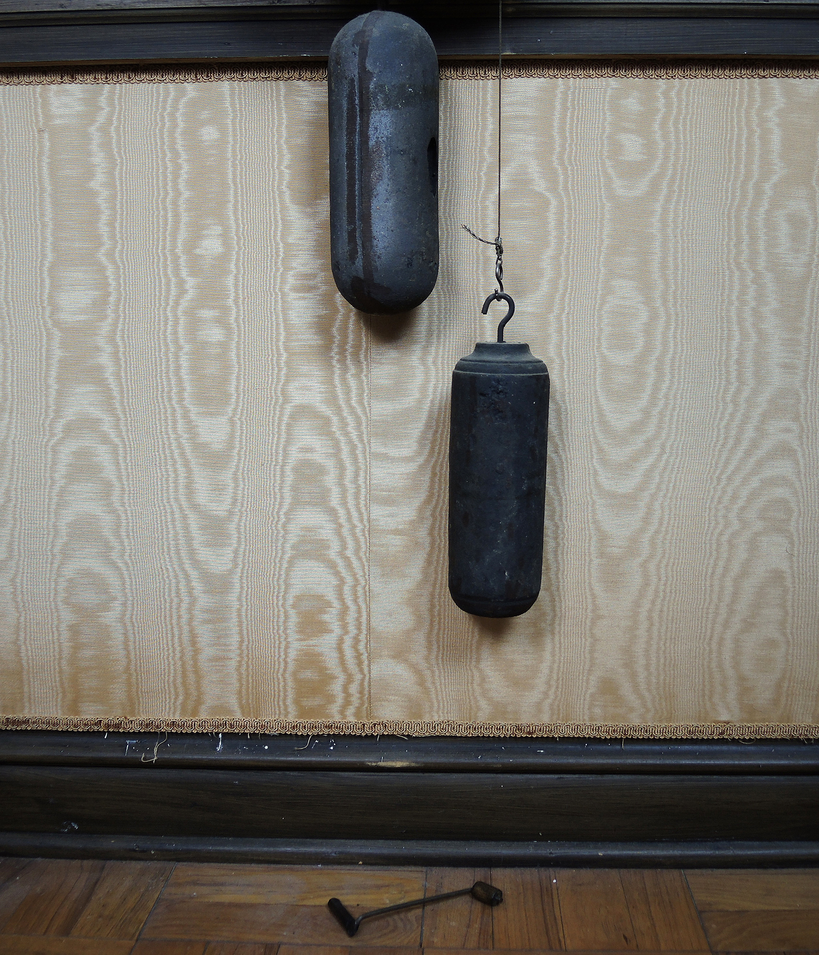 Antique French Morbier Comtoise Ornate Brass Wall Clock with Long Pendulum